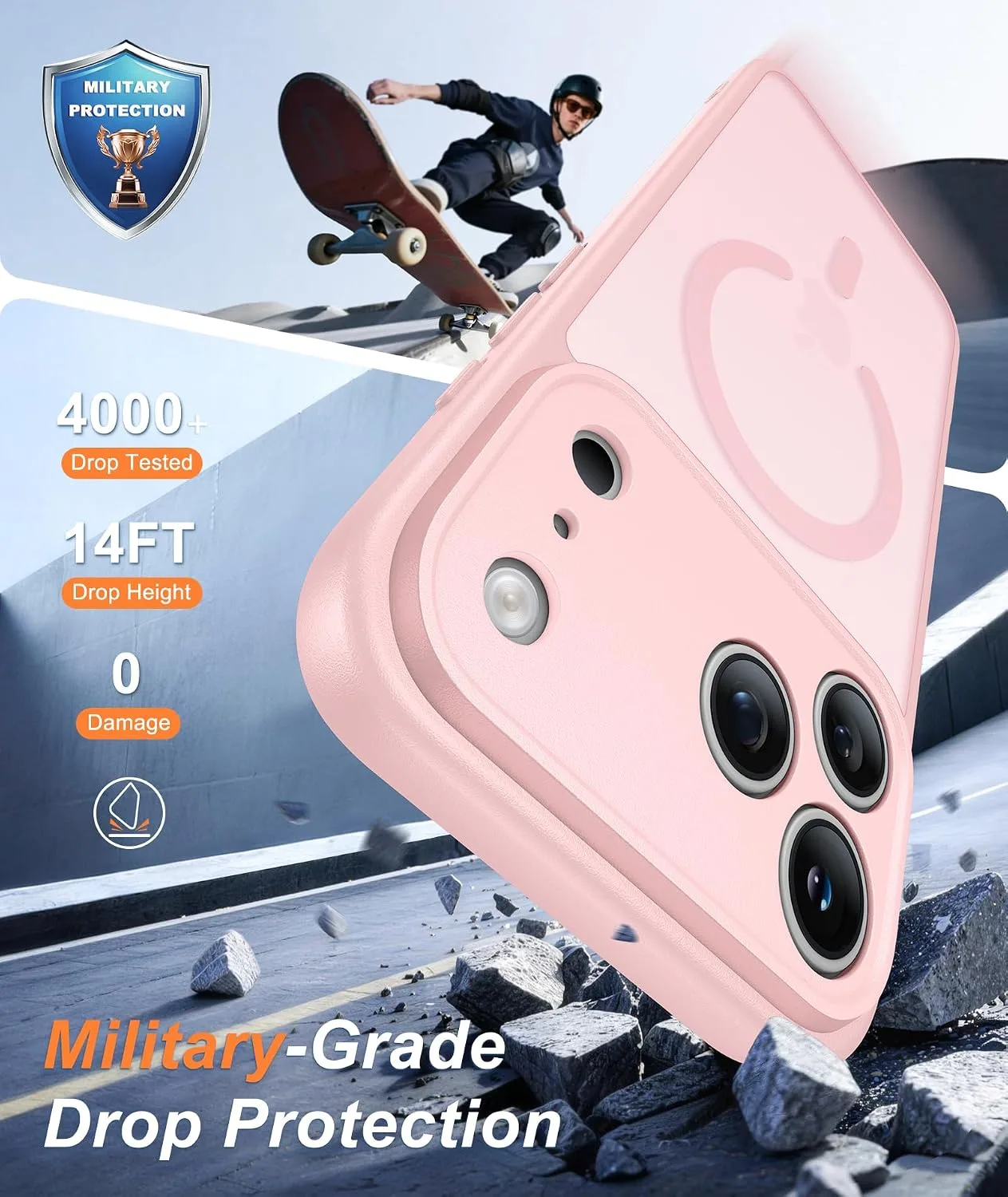 FNTCASE for iPhone 18 Pro Max / 17 Pro Max Case Fit for MagSafe Light Pink