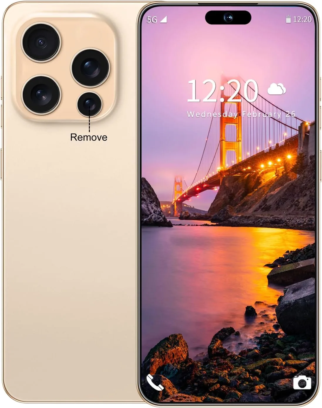 Huness I16 PM 16+1TB Smartphone Unlocked Cell Phone,6.99" HD Screen Unlocked Phones,Battery 7000mAh Android 14,Face ID/Fingerprint Button unlock/Photos/5G/Dual SIM/GPS (Gold)