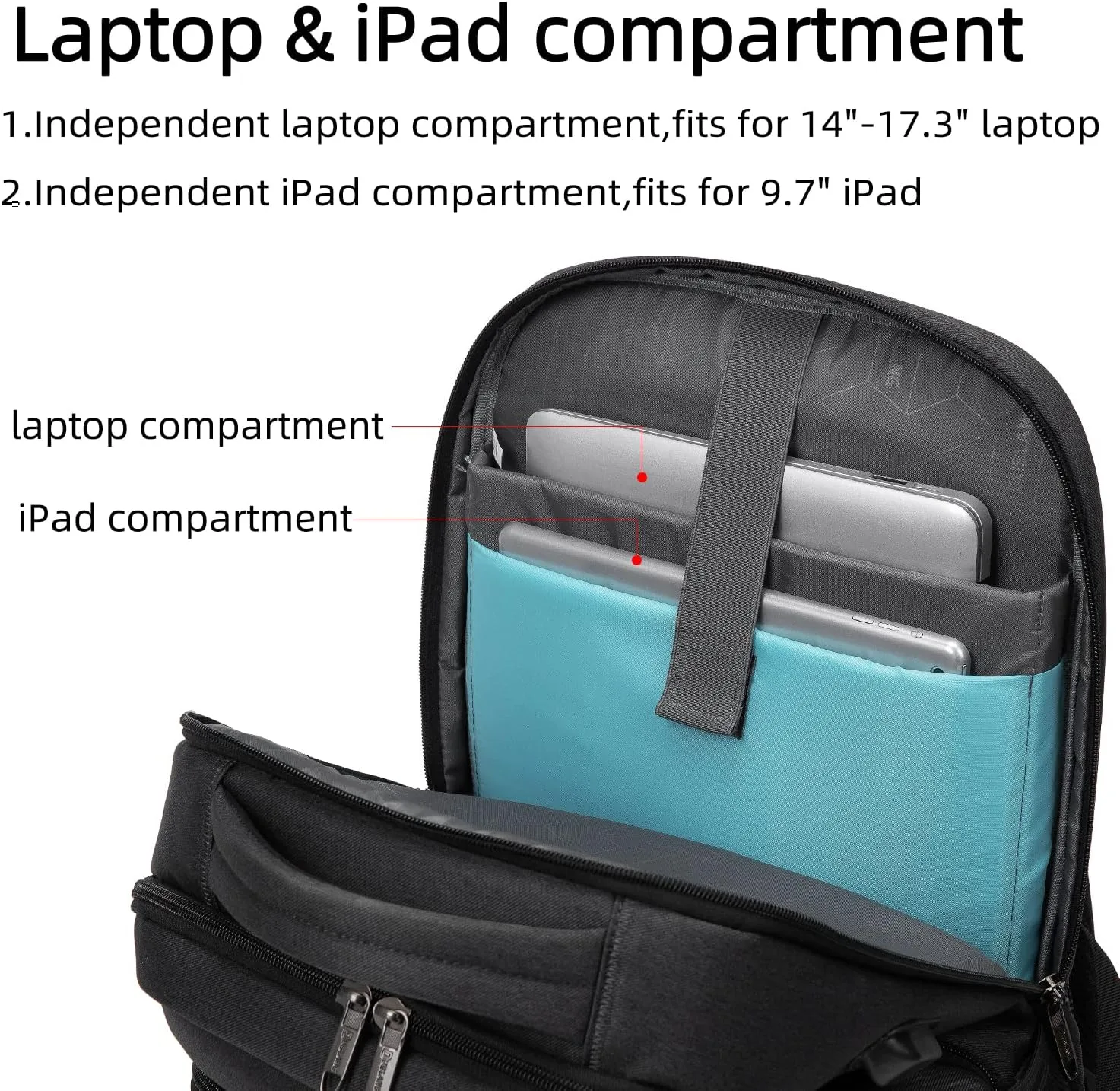 DUSLANG 17 Inch Laptop Backpack for Travel Water Resistant College Backpack for Men Women Laptop Bag with USB Charging Port,Black