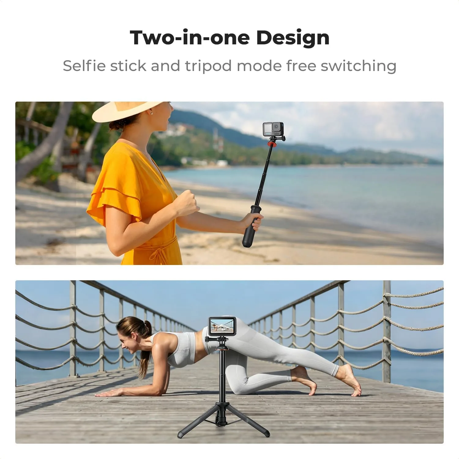 K&F CONCEPT 58.5cm/23inch Portable Adjustable Stand Selfie Stick Tripod