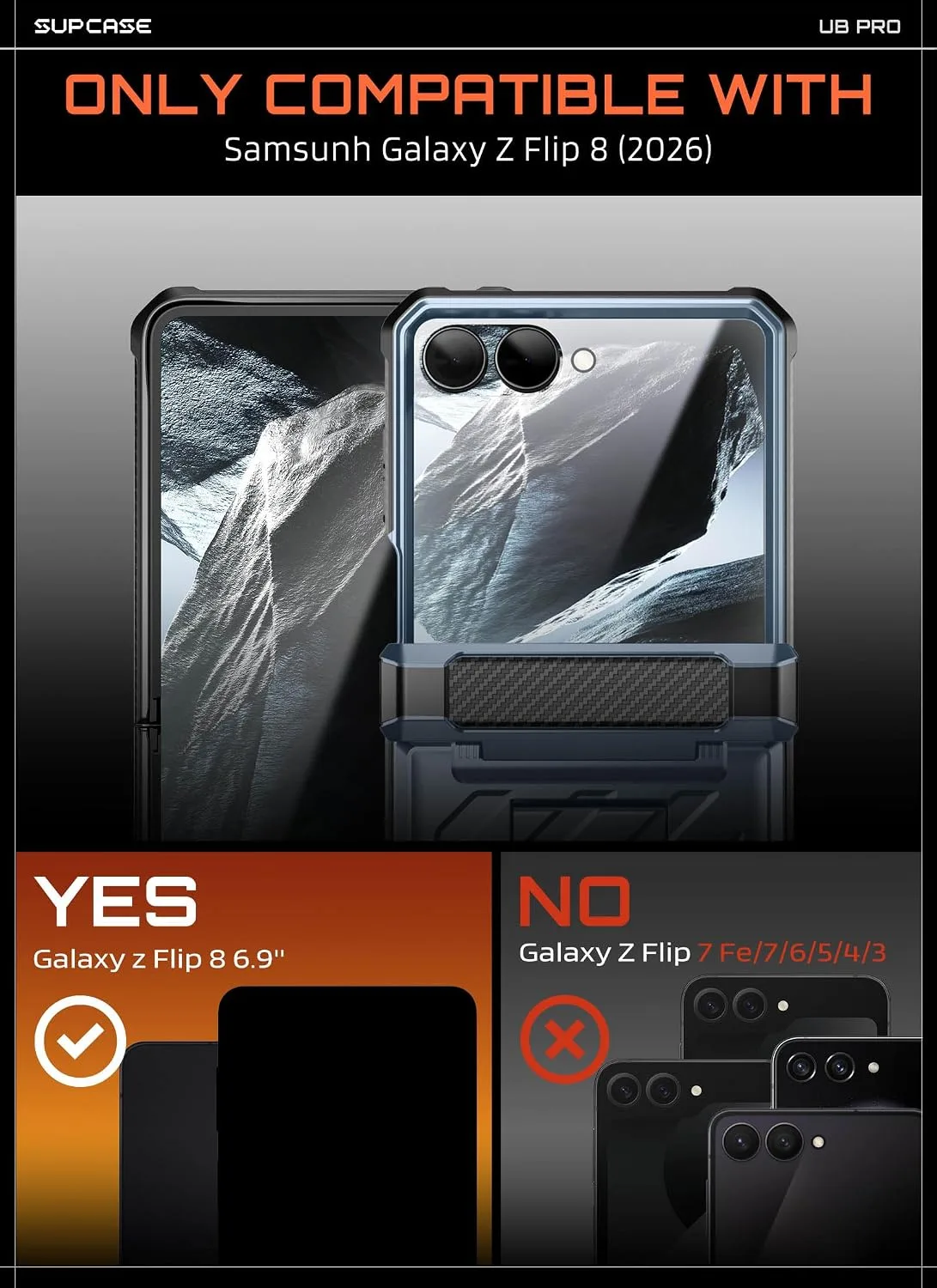 SUPCASE for Samsung Galaxy Z Flip 8 Case with 360 Rotating Belt Clip, Tilt