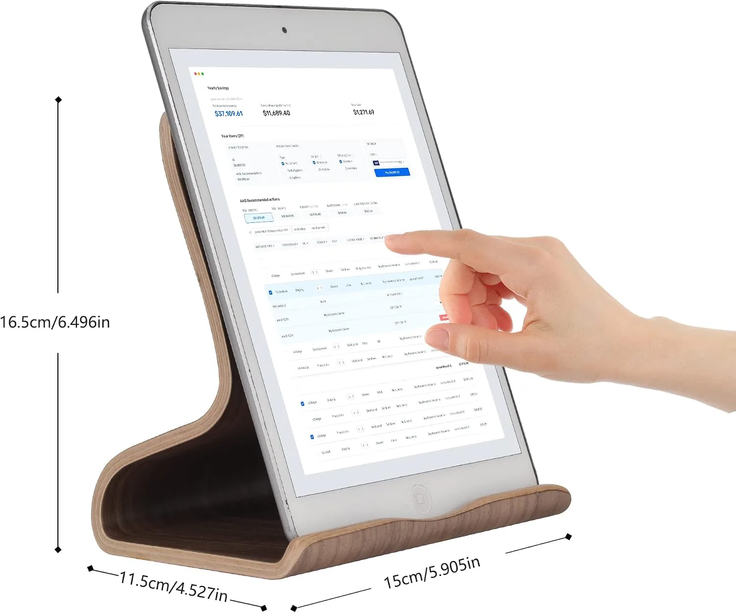 SAMDI Wood Tablet Stand, Wooden iPad Holder: Desktop Stand Holder Dock for new iPad 2017 Pro 9.7, 10.5, Air mini 2 3 4, Kindle, Nexus, Accessories, Tab, E-reader, other Tablets(4-13 inch)-Black Walnut
