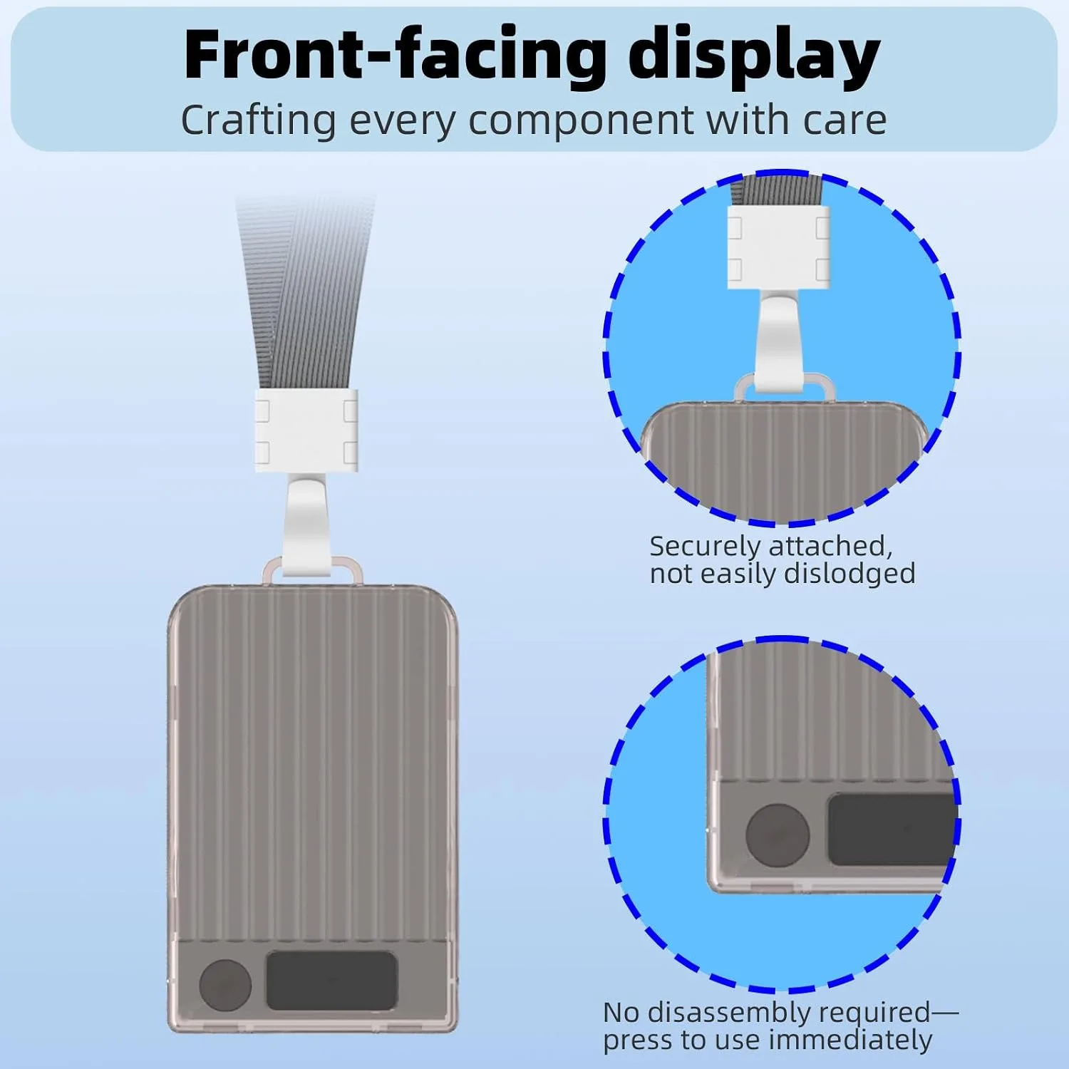 Magnetic PC Card Holder for Plaud Note & Note Pro (2025) with Detachable Lanyard, with Carabiner & Opening Tool, Ideal for Work, Office, Travel (Dark Gray)