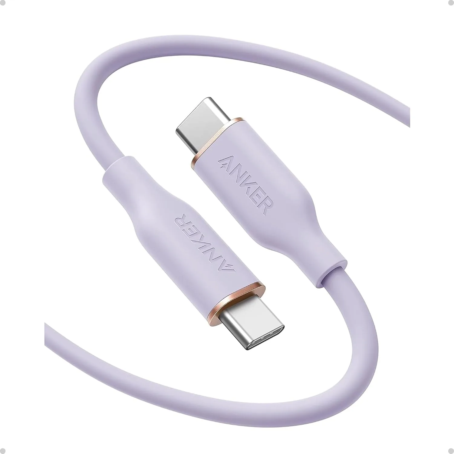 Anker USB C Cable, 240W Type C Fast Charging Cord (1-Pack, 6 ft, Purple)