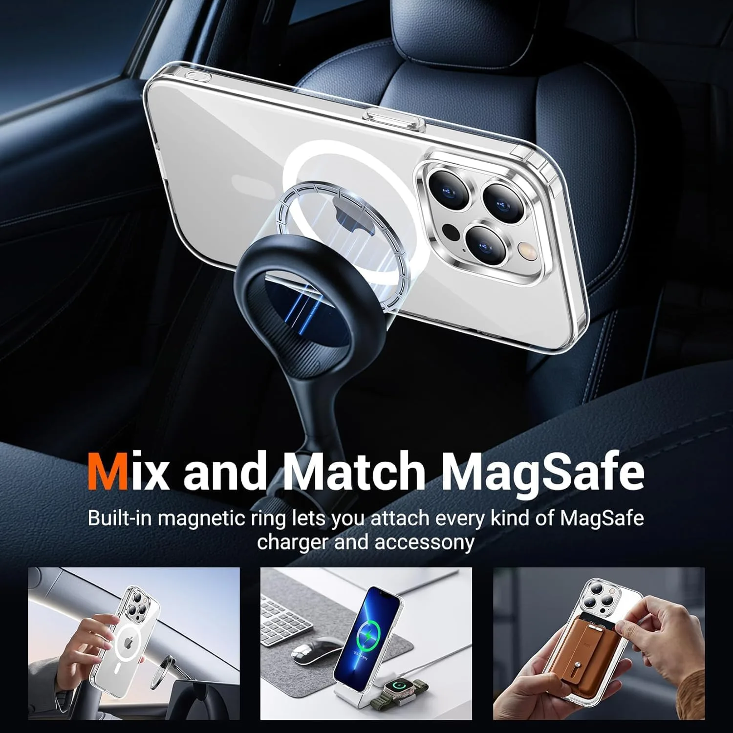 Temdan for iPhone 13 Pro Case with Screen Protector Clear