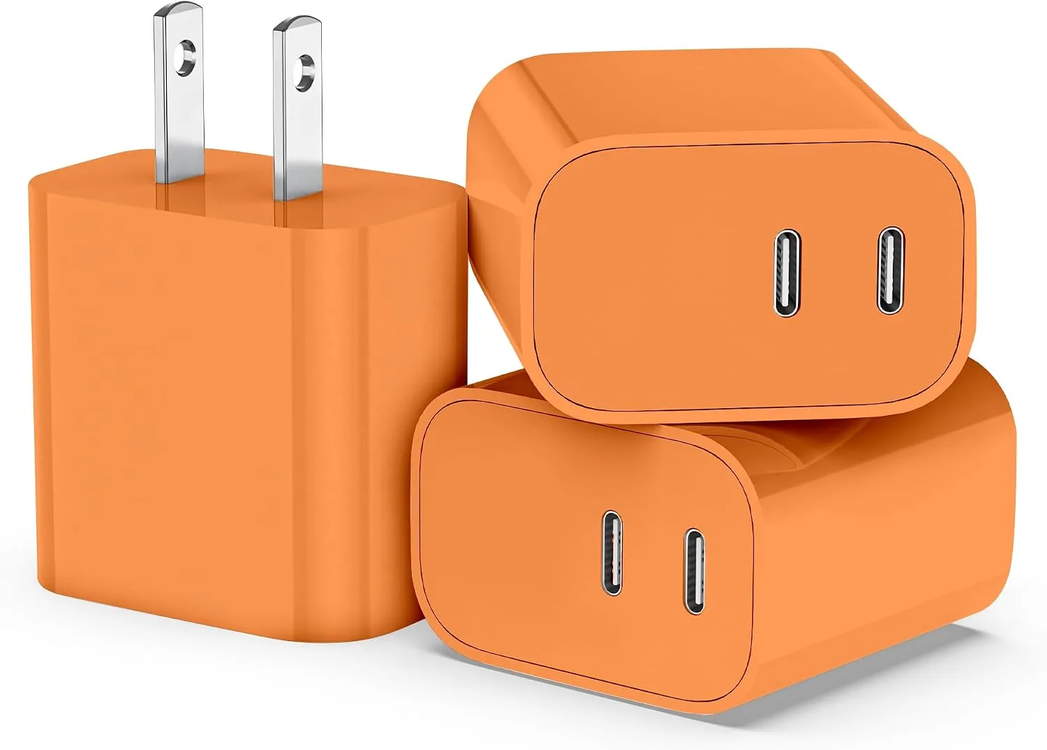 USB C Charger Block 3 Pack, Dual Port 20W Fast Wall Plug(Orange)