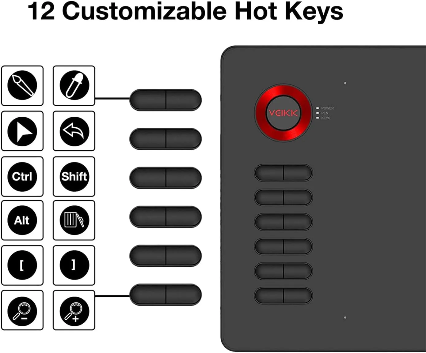 VEIKK A15 10x6 Drawing Tablet with 12 Hot Keys, 8192 Pressure Levels