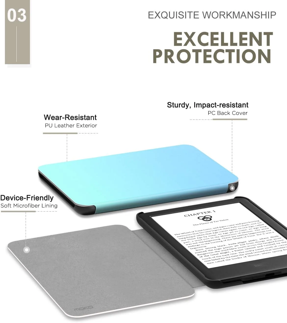 MoKo Case Fits 6" Kindle Basic 11th Generation 2024/2022, Gradient Blue