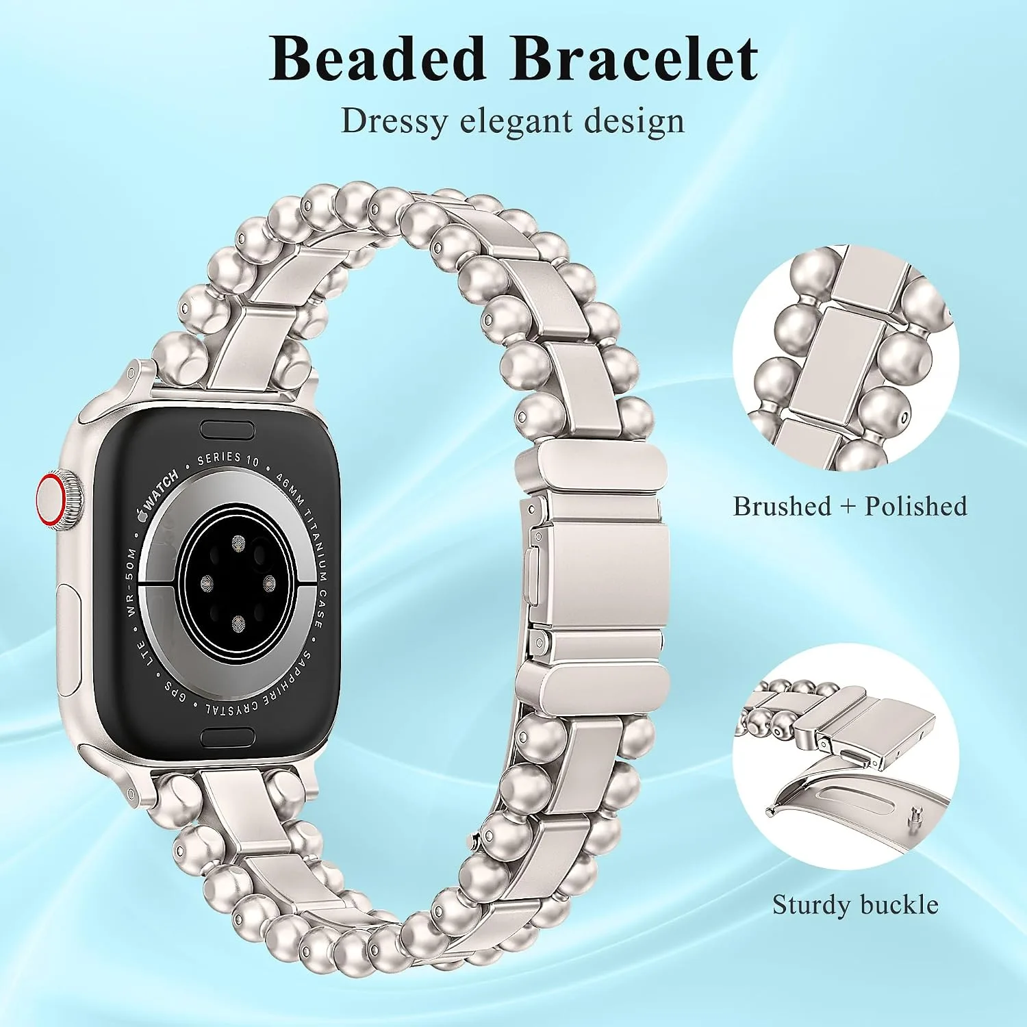 TOYOUTHS Dressy Metal Beaded Bracelet for Apple Watch Bands Women