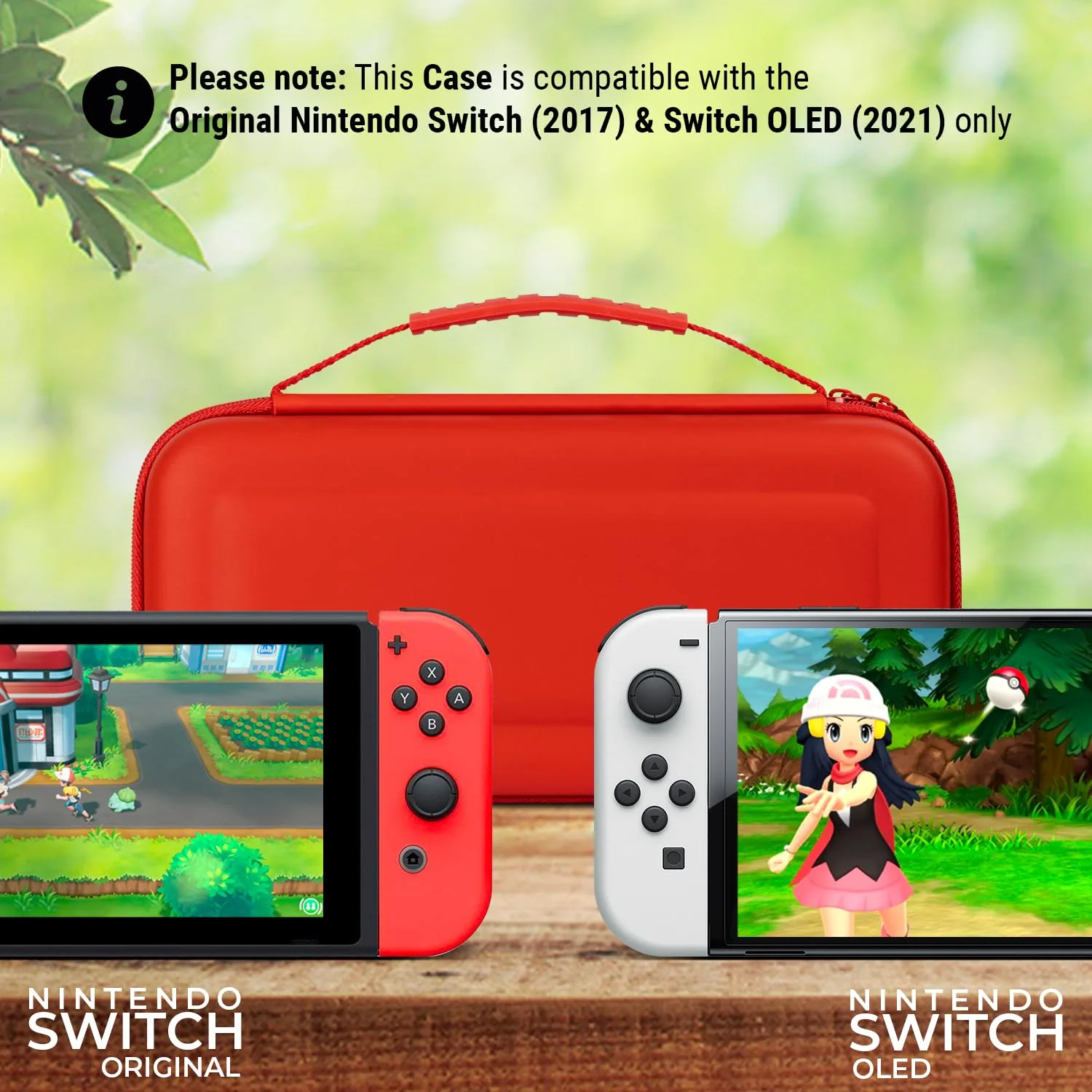 Orzly Carrying case for Switch OLED and Switch Console - Red Protective Hard Portable Travel case Shell Pouch for Switch Console & Accessories