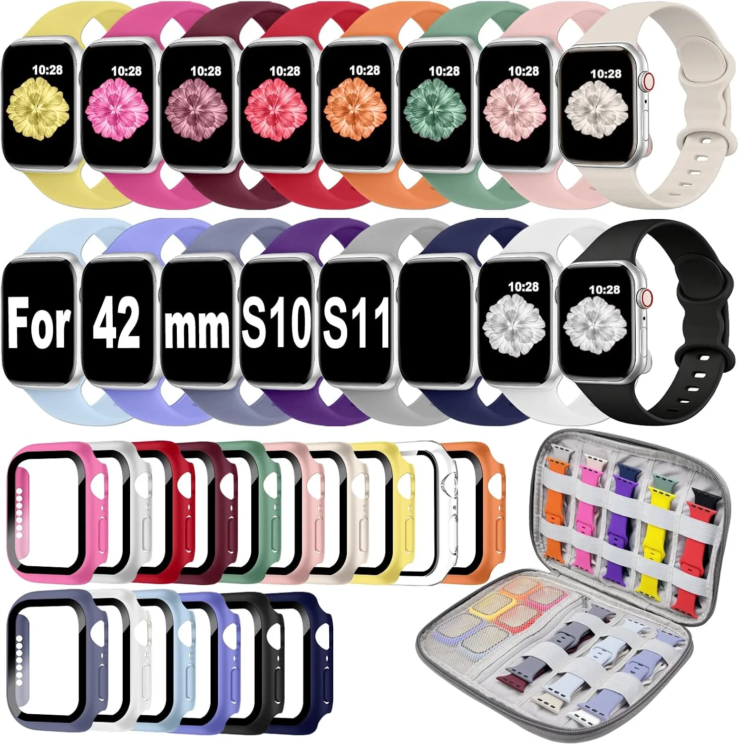 Correas para Apple Watch Brigtlaiff 16 unidades con protector de pantalla 38-46 mm