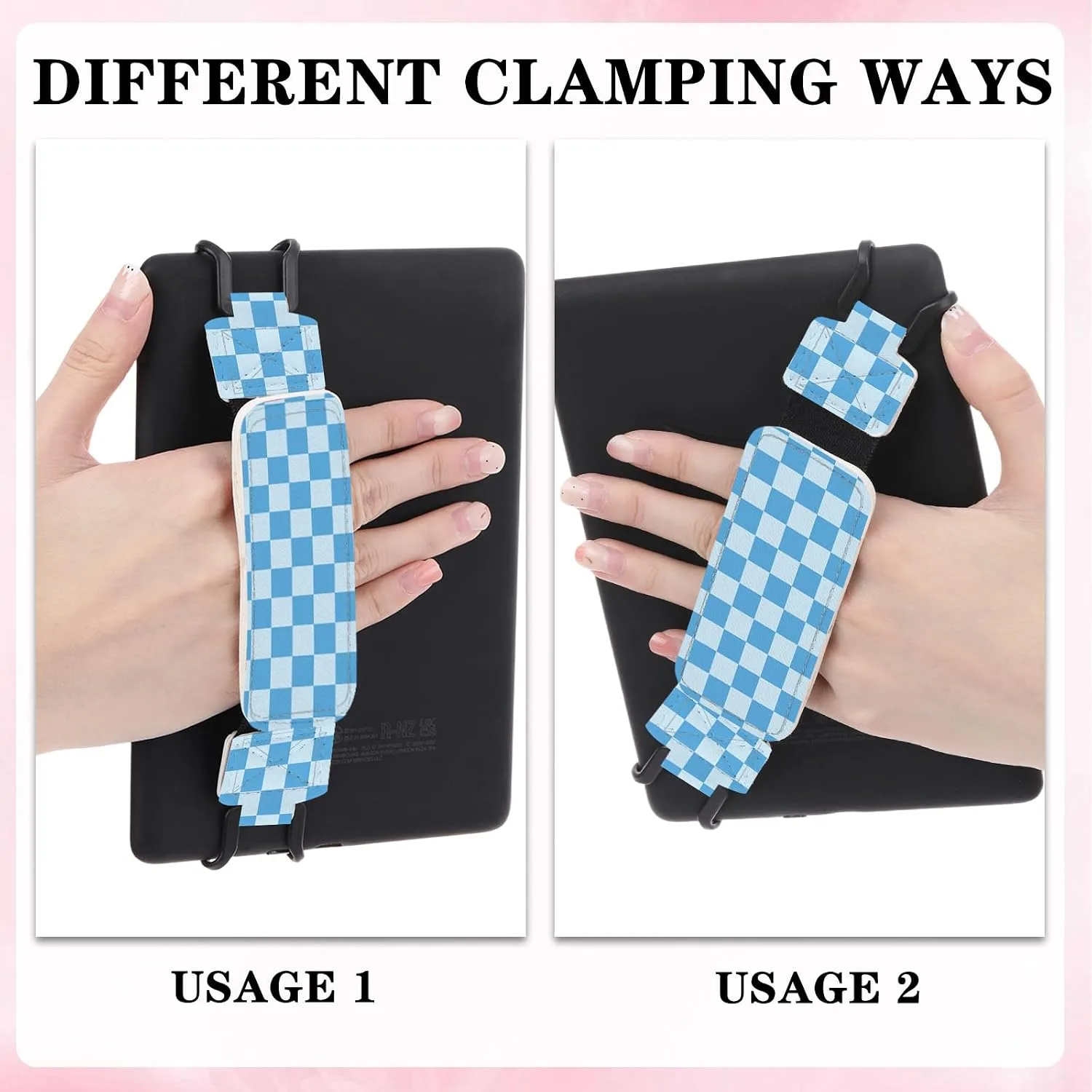 Hand Strap for Kindle Blue Checkered