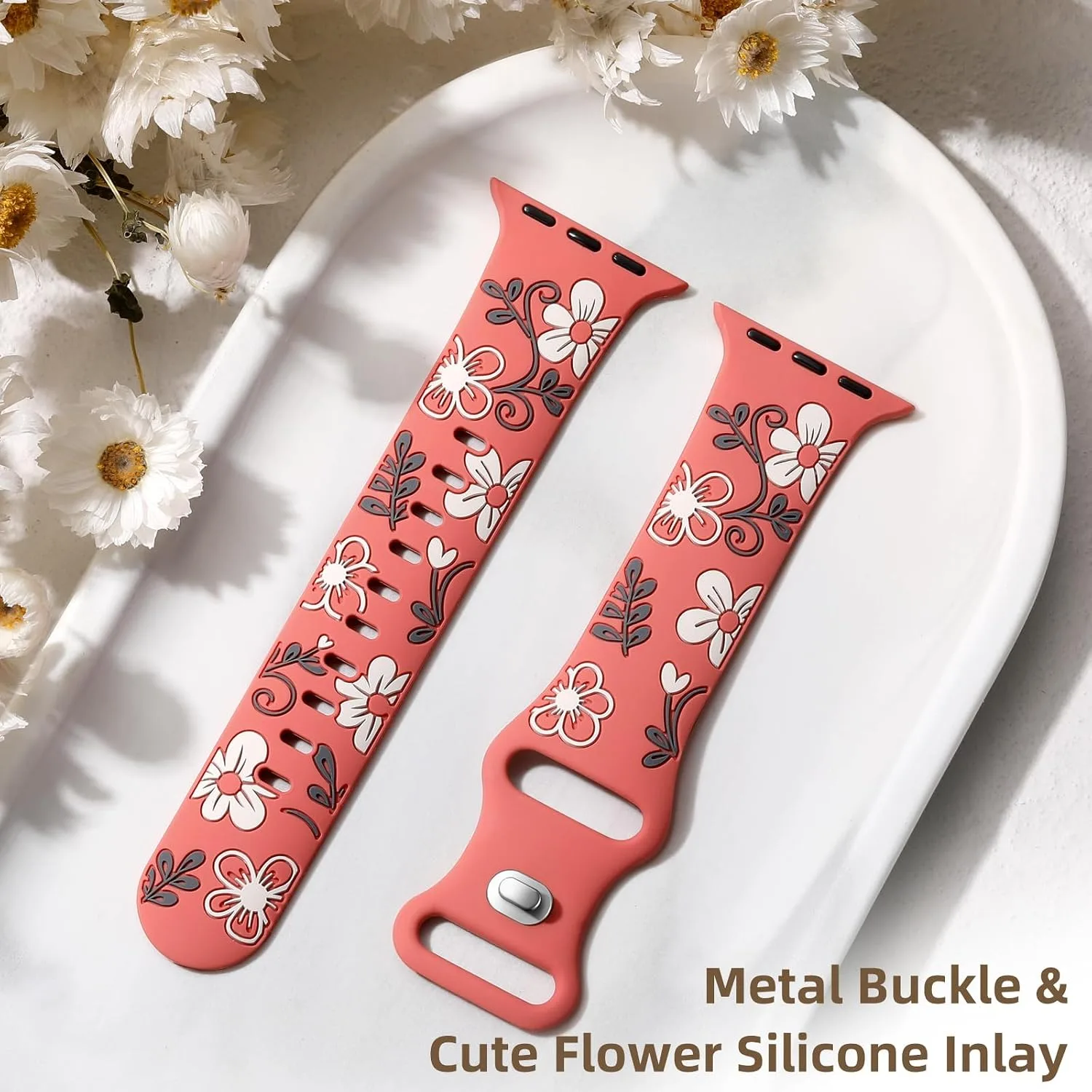 Witzon Floral Silicone Band Compatible with Apple Watch Bands For Women