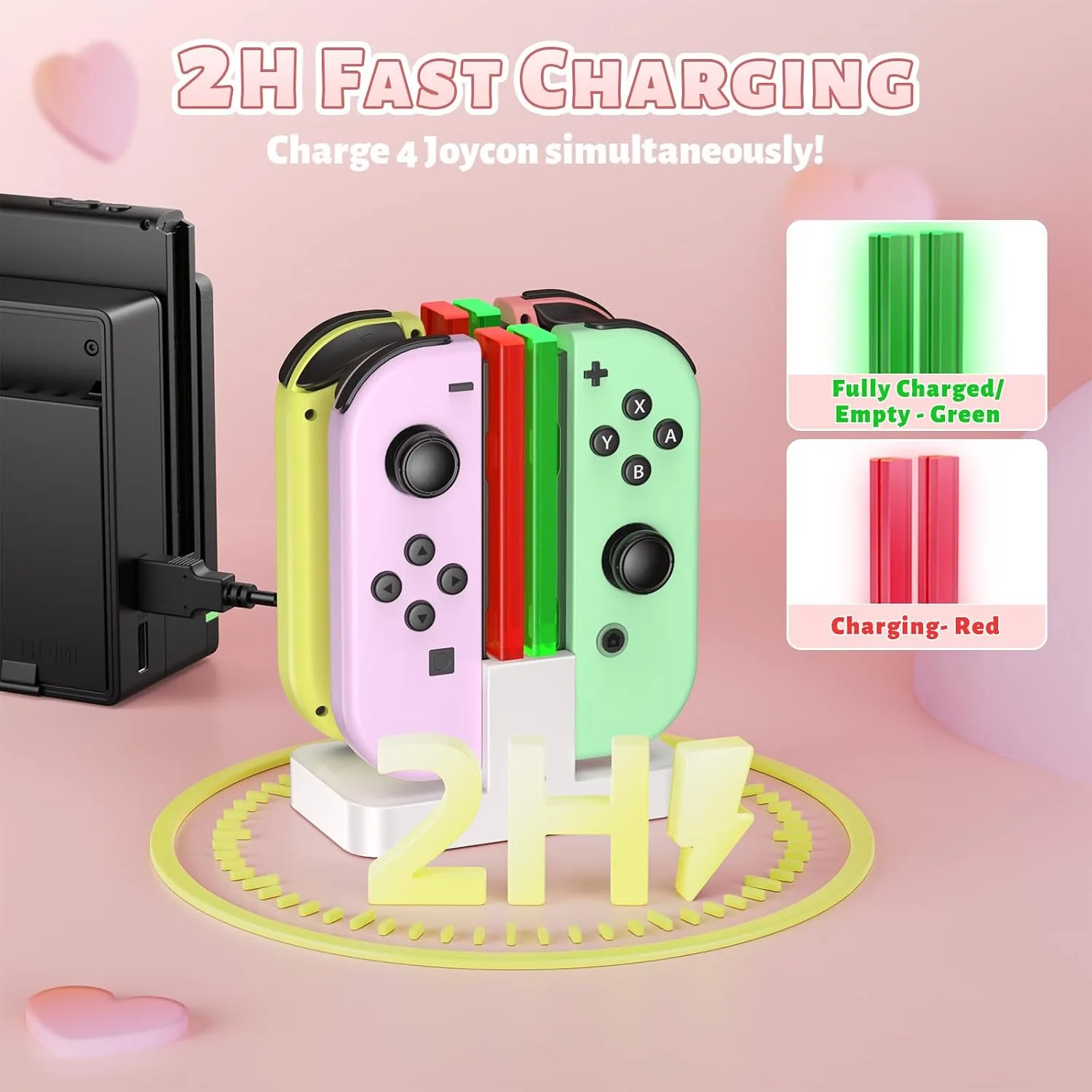 FASTSNAIL Switch Controller Charger for Nintendo Switch for JoyCons - White
