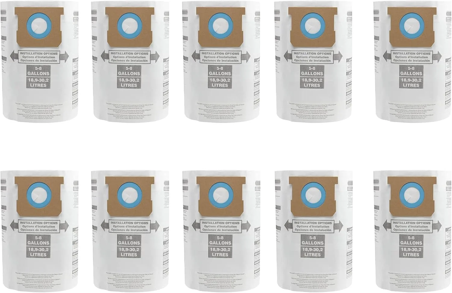 10 Pack 90661 90671 Shop Vac Bags 5-8 Gallon by ALYYDBG