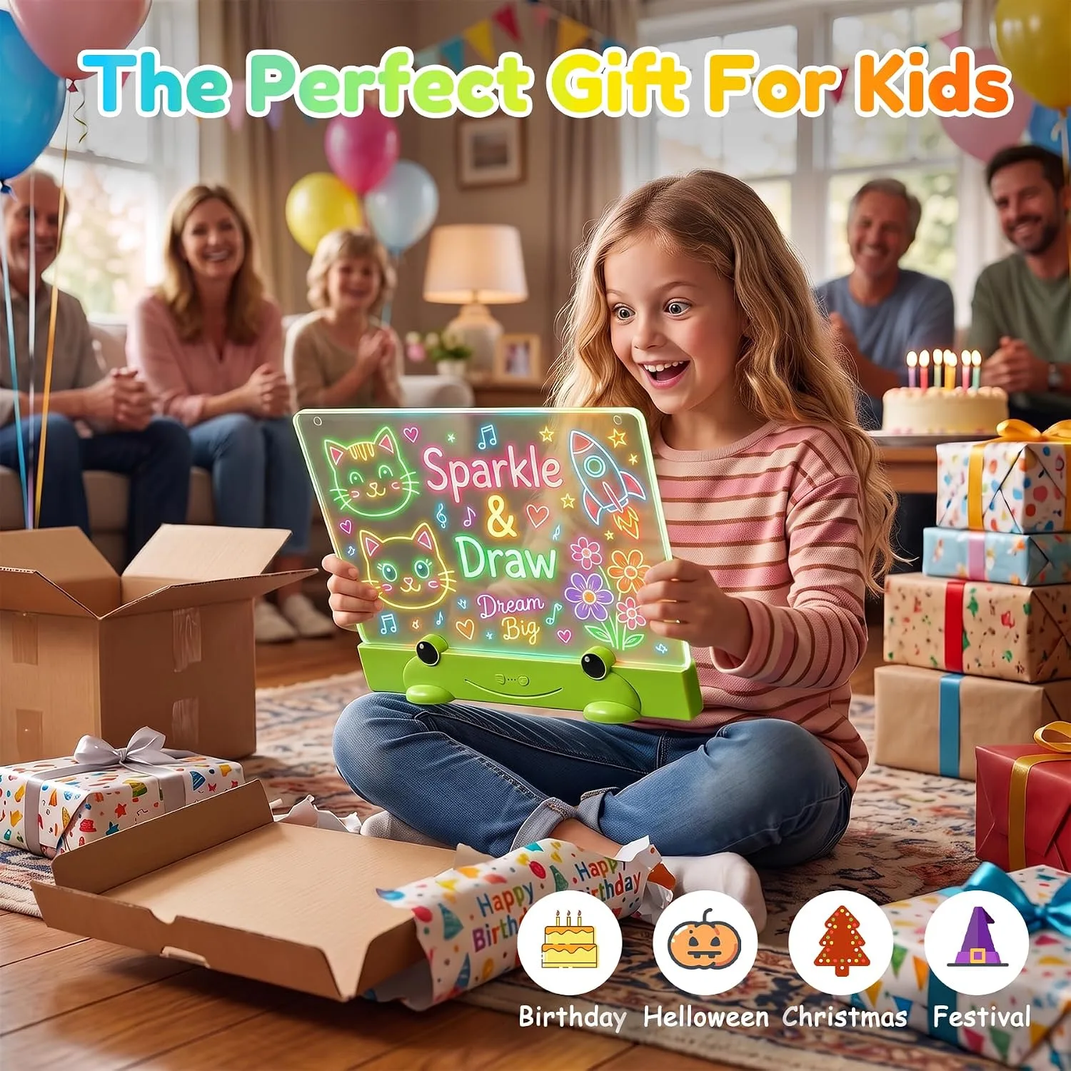 Laimiod 16" LED Drawing Board for Kids,Gift for Girls Boys Children Age 3-8