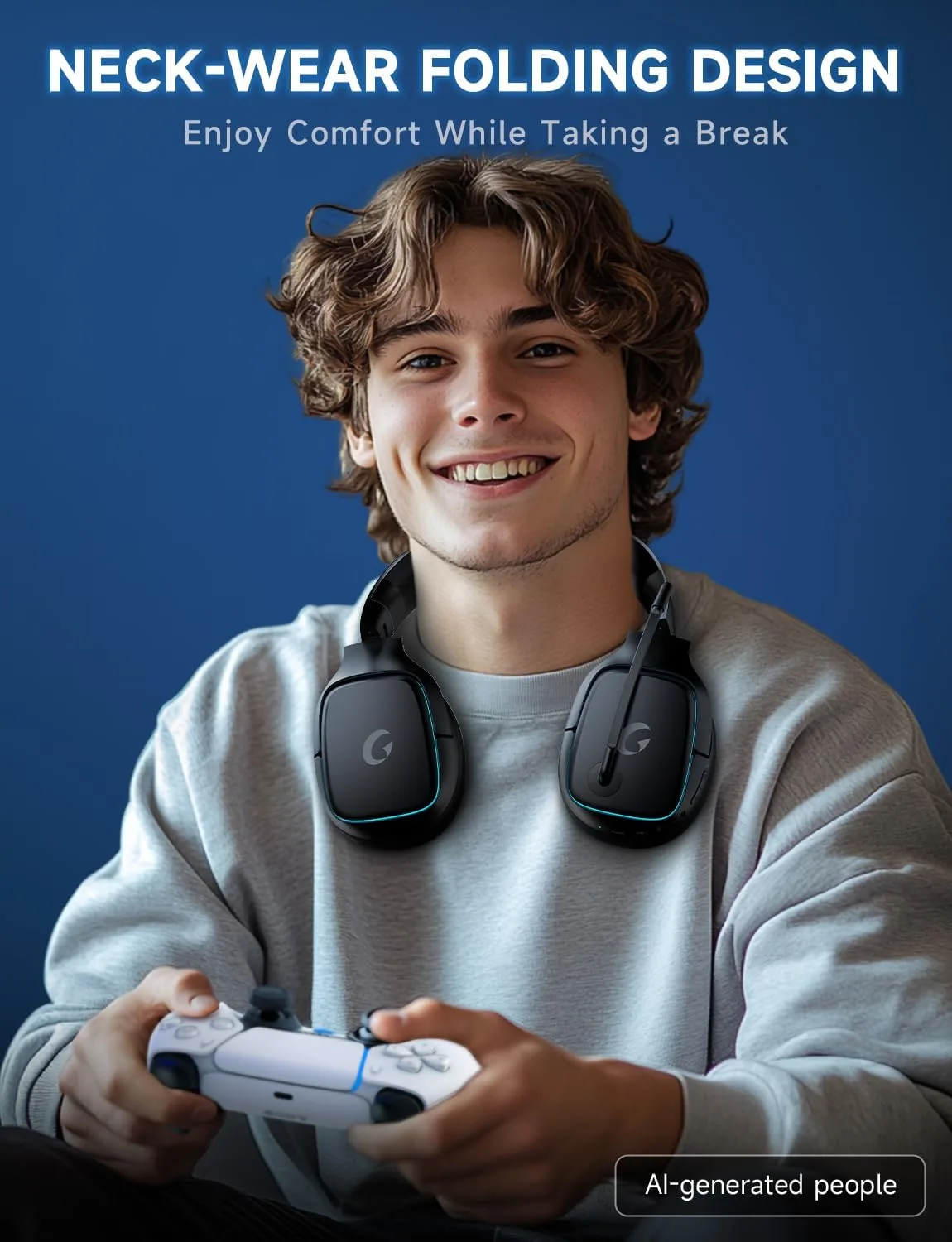 Gvyugke 2.4GHz Wireless Gaming Headsets for PS5, PS4, PC, Switch,MatteBlack