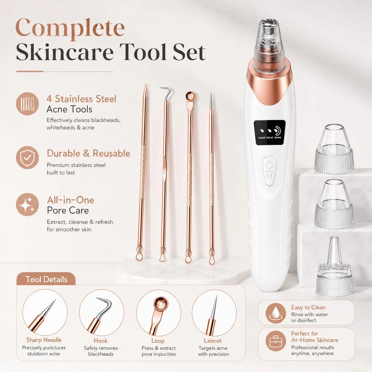 2026 Pore Vacuum, Rechargeable Blackhead Remover Vacuum Skincare - White