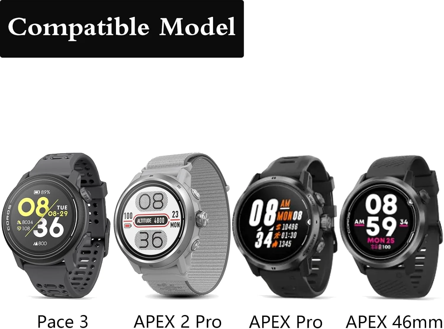 2 Pack Nylon Magnetic Band for COROS PACE 4/3/APEX 2 PRO/APEX PRO/APEX46mm