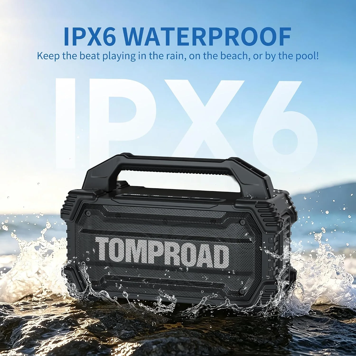 Portable Bluetooth Speaker, 160W Peak Loud Outdoor Speaker, IPX6 Waterproof