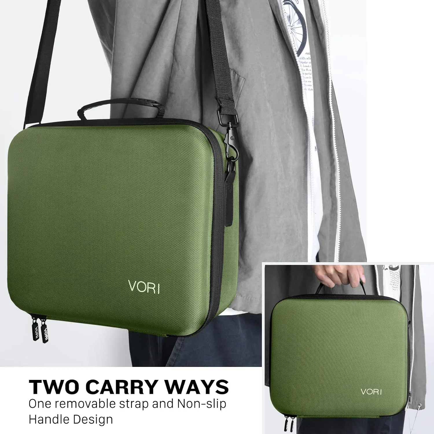 VORI Carrying Case for Nintendo Switch/Switch OLED Model (2021), Hard Travel Storage Protective Case with Handle and Shoulder Strap for Pro Controller, Poke Ball Plus and Switch Accessories, Green