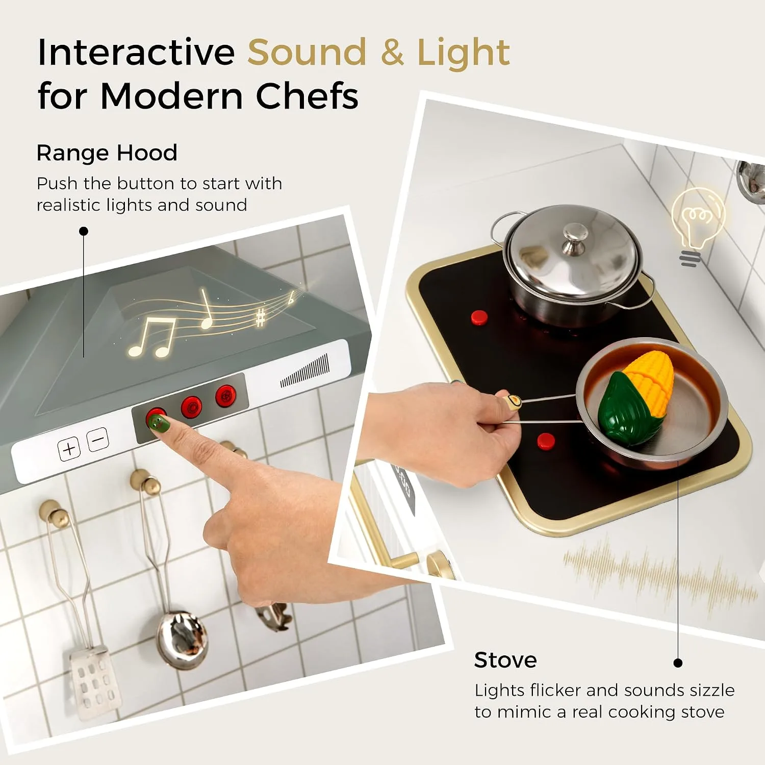 Interactive Wooden Play Kitchen for Kids