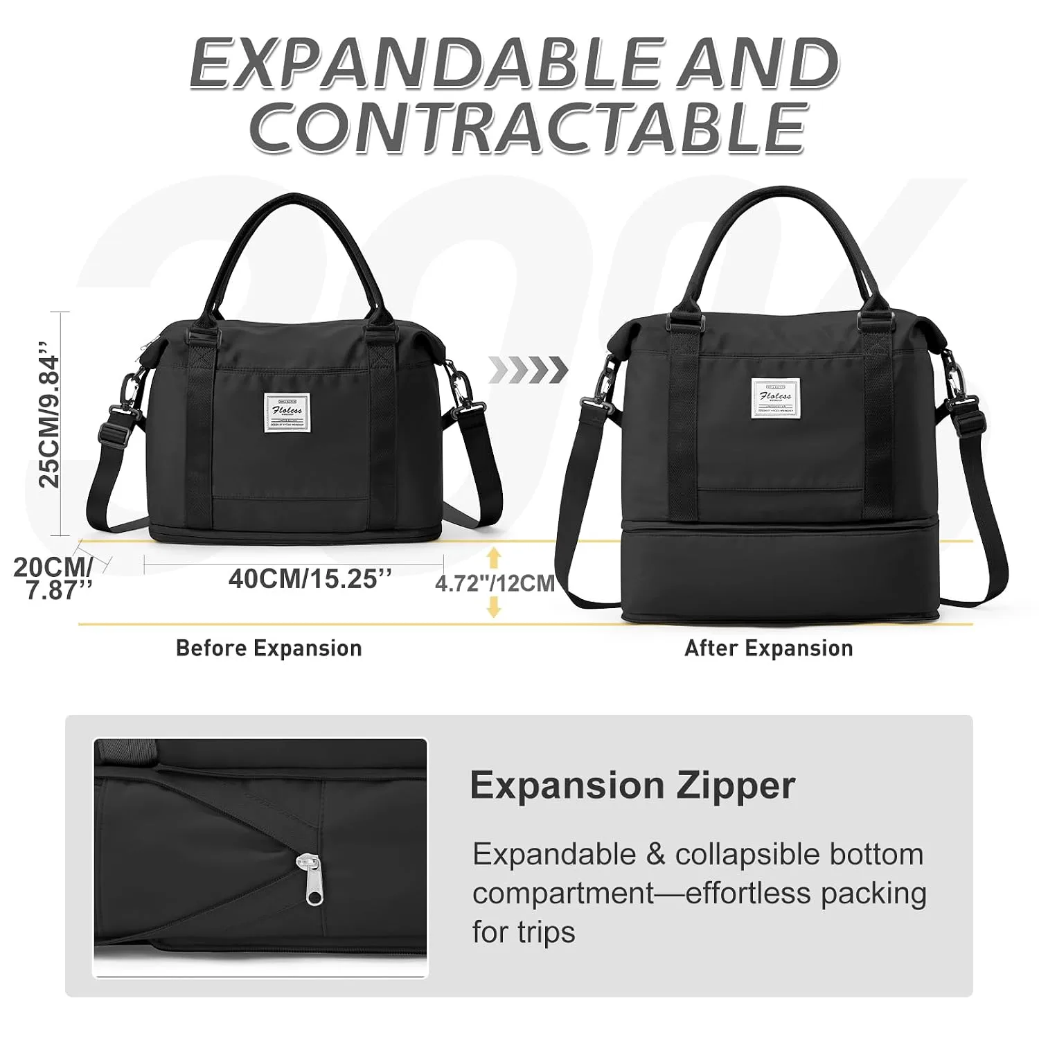 VECAVE Travel Duffel Weekender Bag Women Tote Carry On Bags With Shoe Compartment