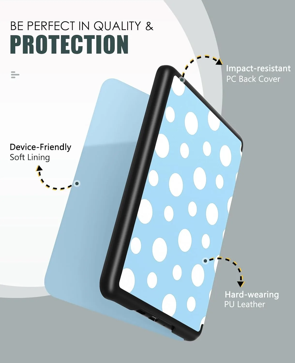 MoKo Case for 7" Kindle Paperwhite 12th Gen&Colorsoft 2024, Blue with Dots
