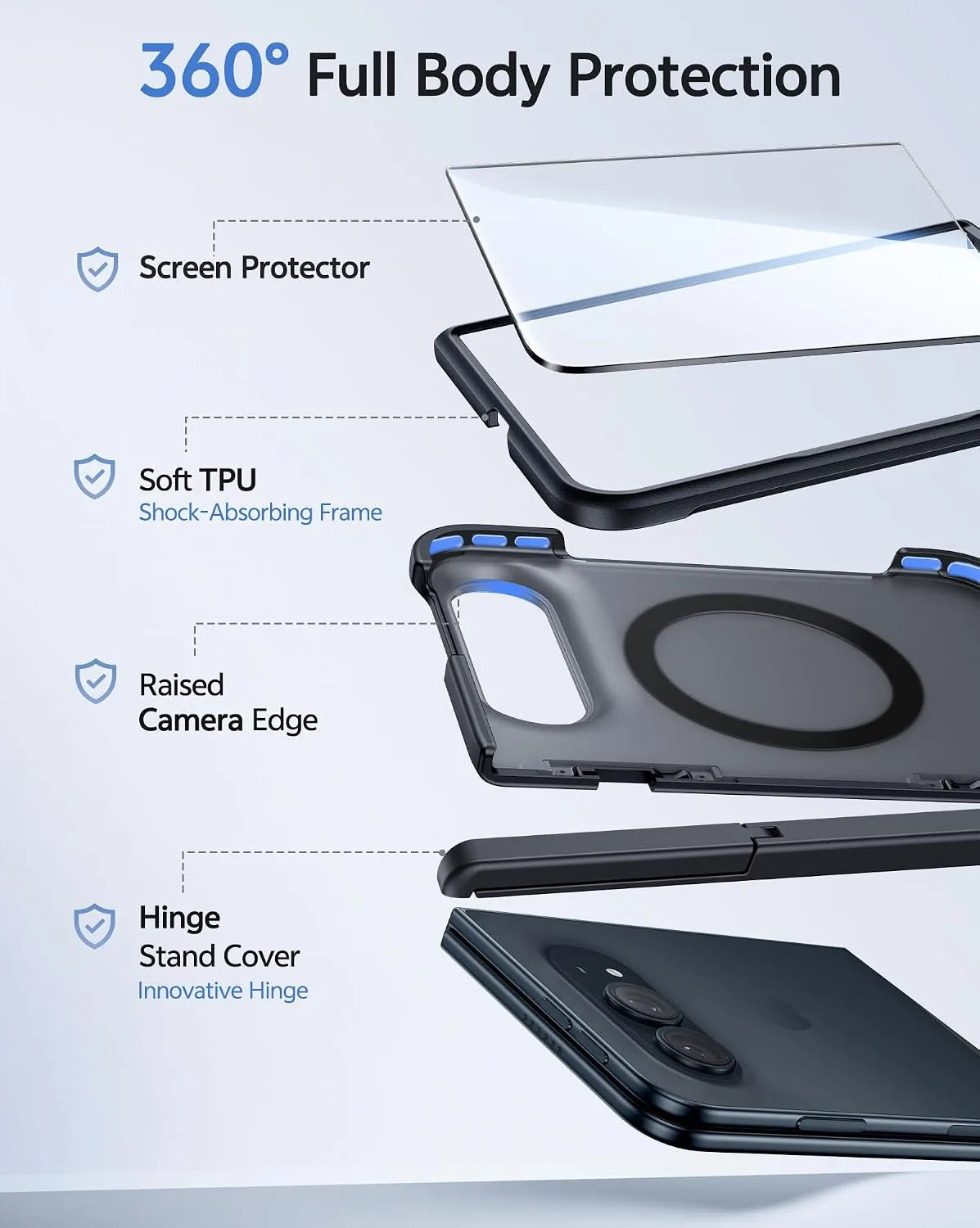 FNTCASE for iPhone Duo Case: Translucent Matte Fit for MagSafe Black