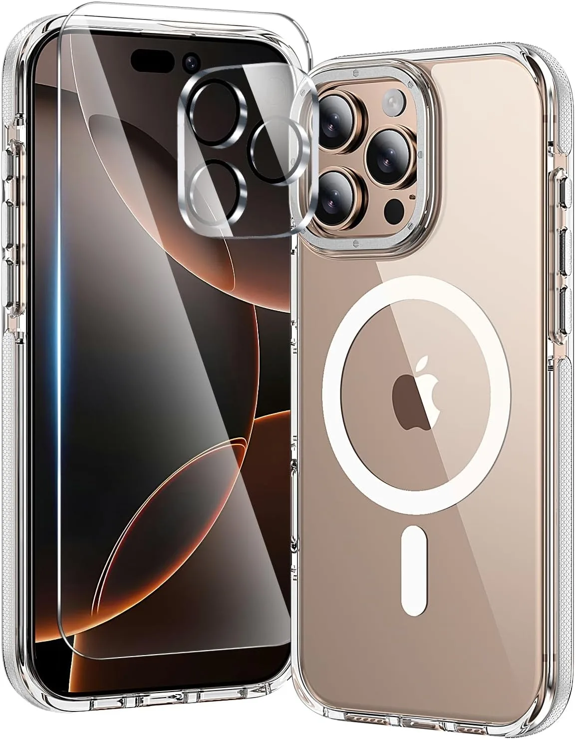 Carcasa Toushion 3 en 1 para iPhone 16 Pro transparente con bumper