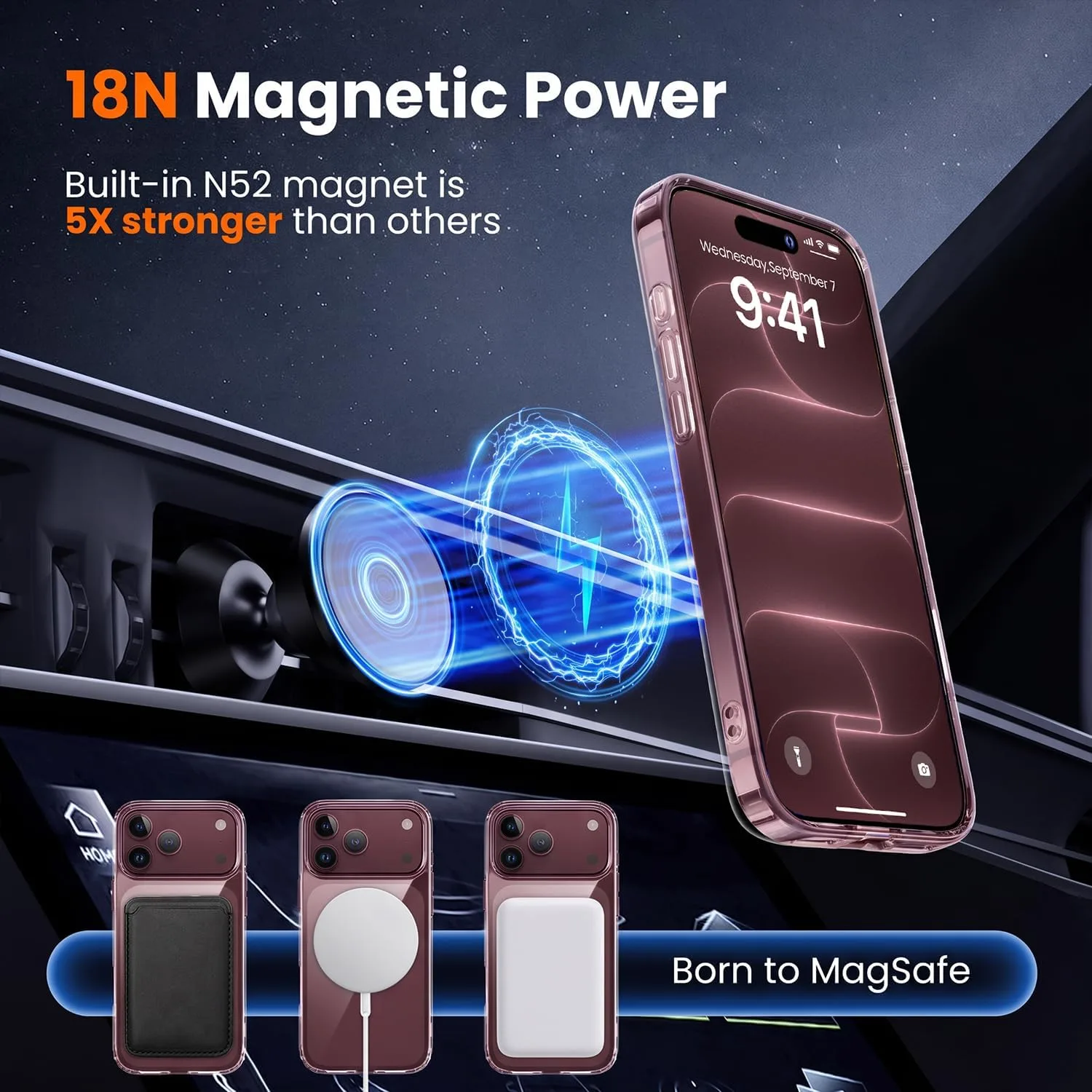 toushion 3 in 1 for iPhone 18 Pro Case Clear, Fits MagSafe