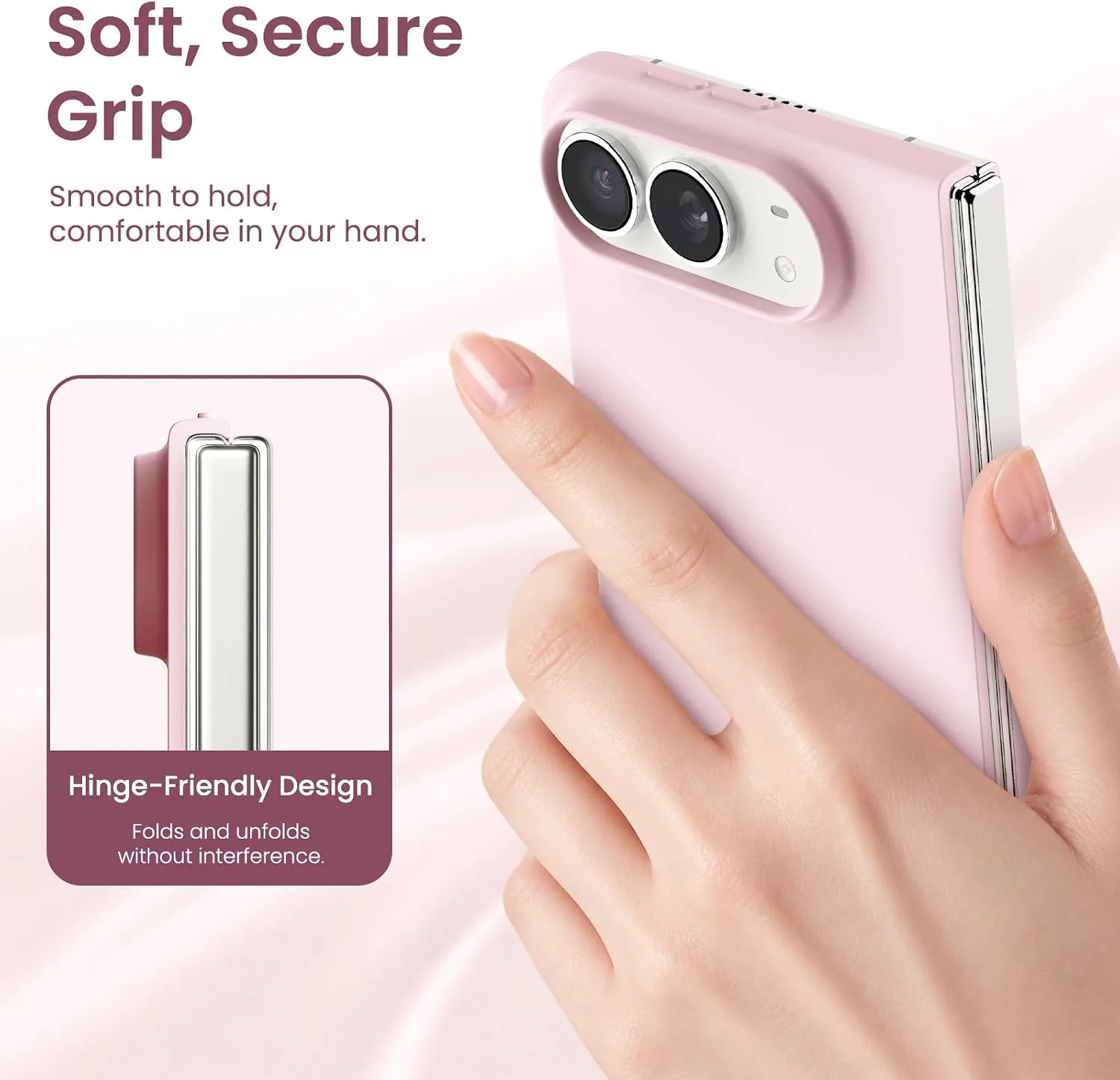 ORNARTO for iPhone Duo Case,Magnetic Slim Liquid Silicone,Chalk Pink
