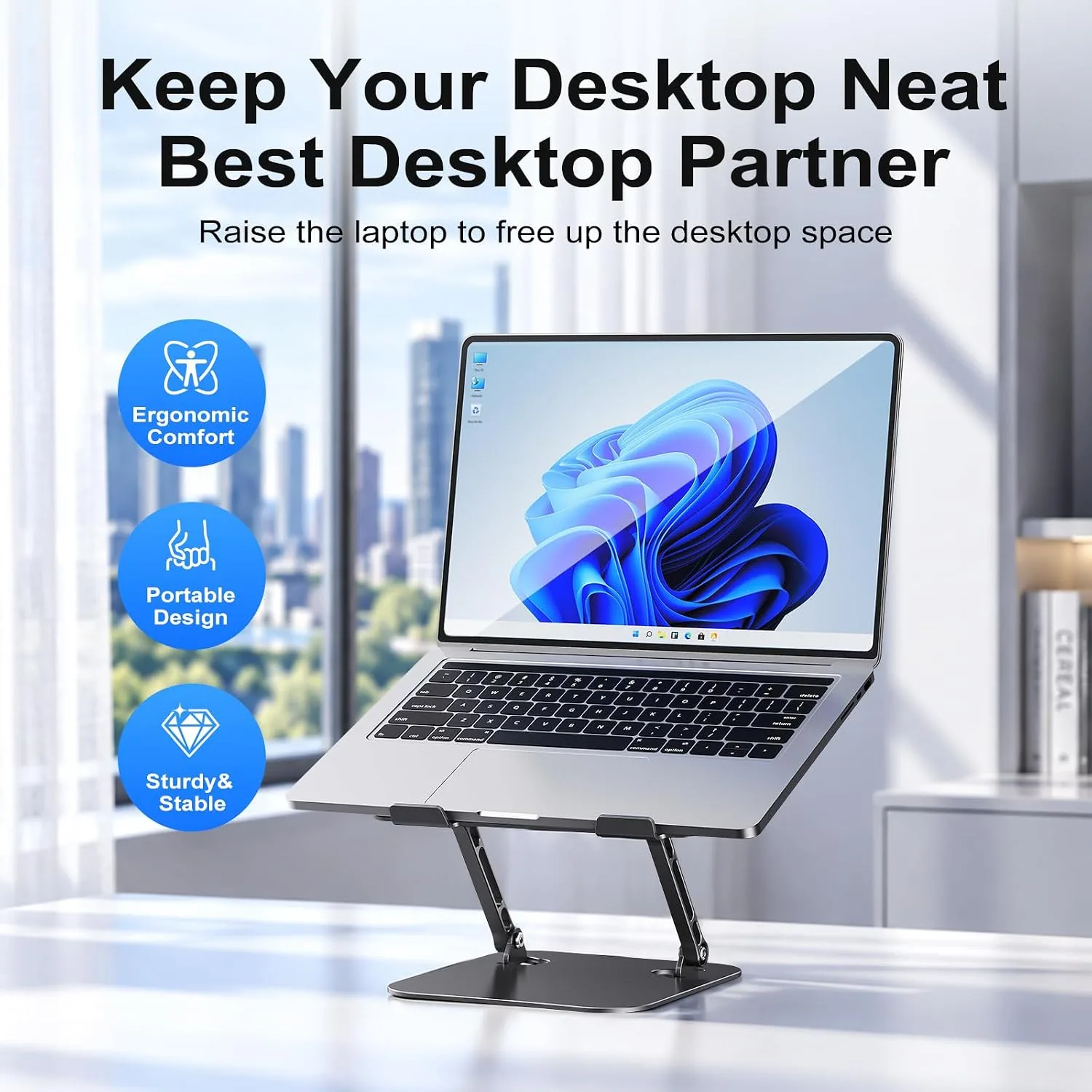 Orlian Adjustable Aluminum Laptop Stand for Desk, Laptop Riser for 11-16"