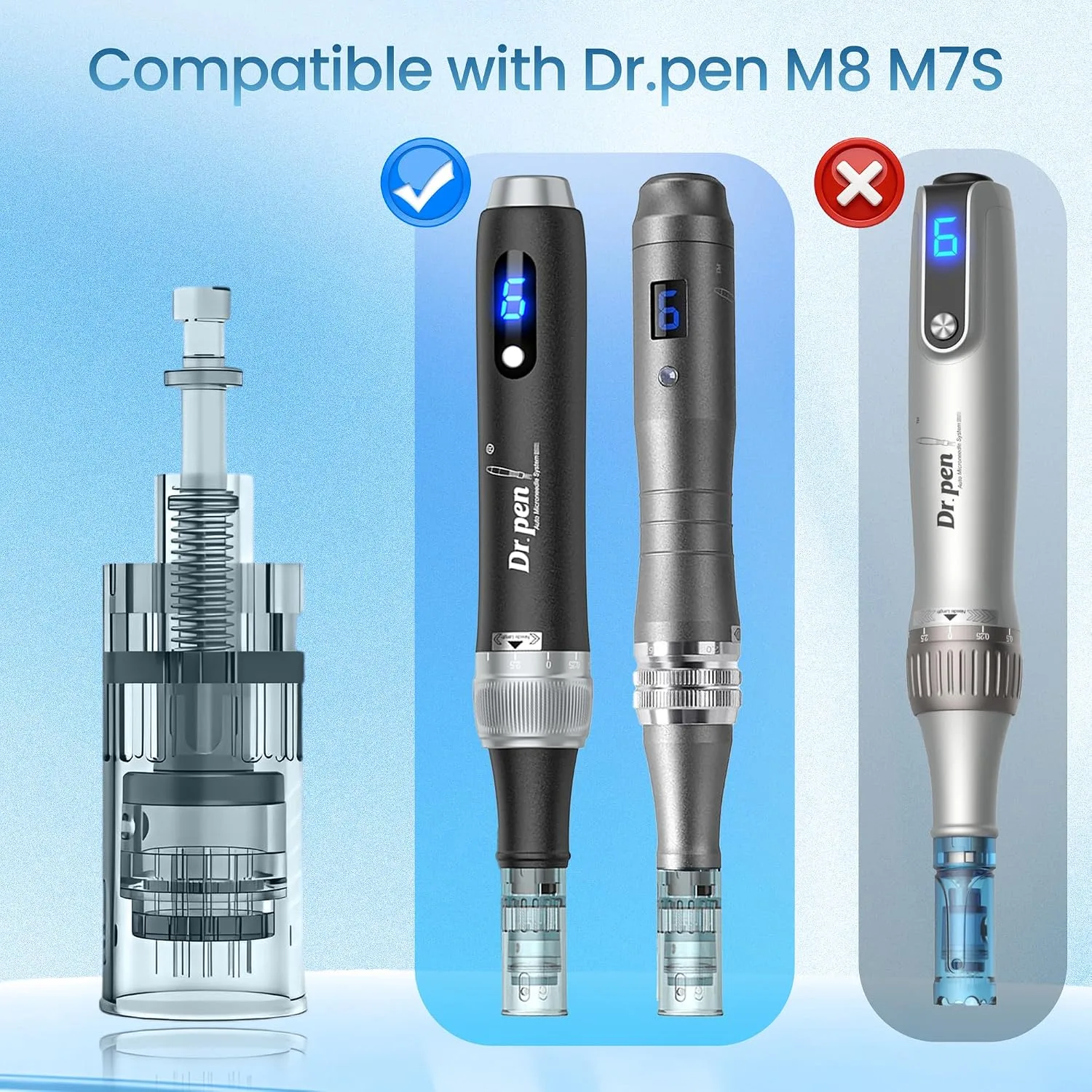 Microneedling Derma Roller Pen Cartridges (12pcs* 36 pin 0.25mm) for M8,M7S at Home Use