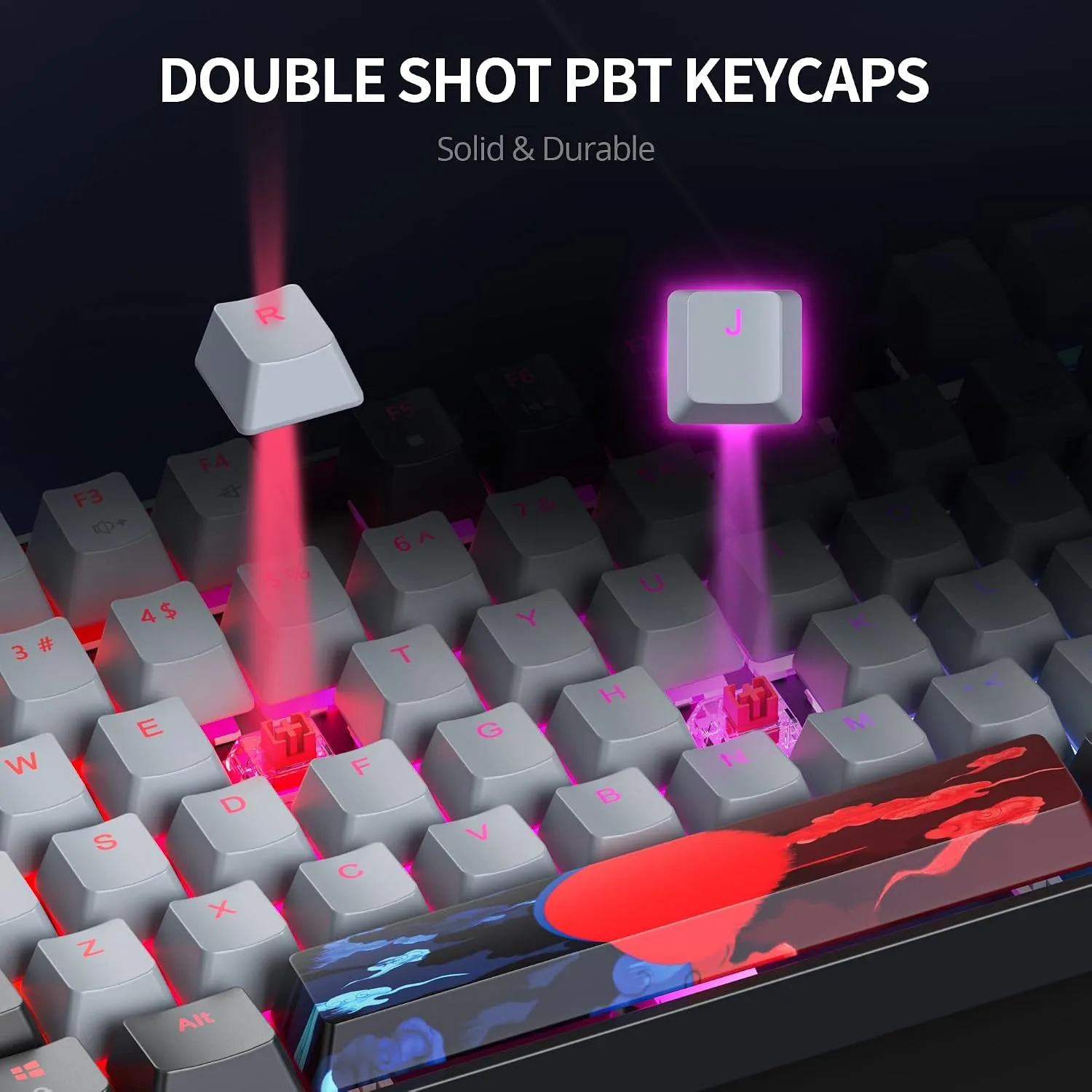 Owpkeenthy 75% Mechanical Gaming Keyboard with Red Switch, RGB Backlit Keyboard, 87 Keys Compact TKL Wired Computer Keyboards for Laptop PC Gamer Xbox PS (Grey/ 87 Red Switch)