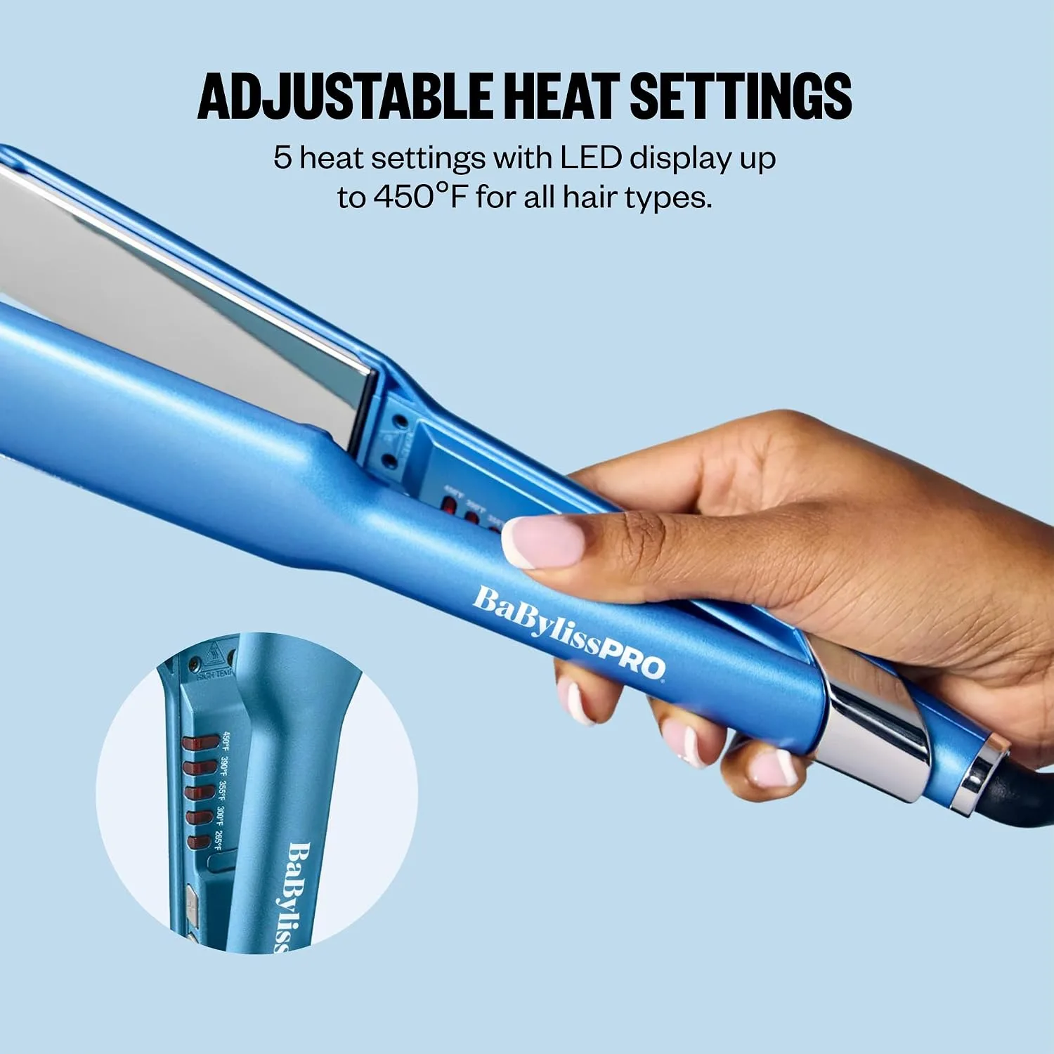 BaBylissPRO Nano Titanium Ultra-Sleek Hair Straightener, Flat Iron for All Hair Types