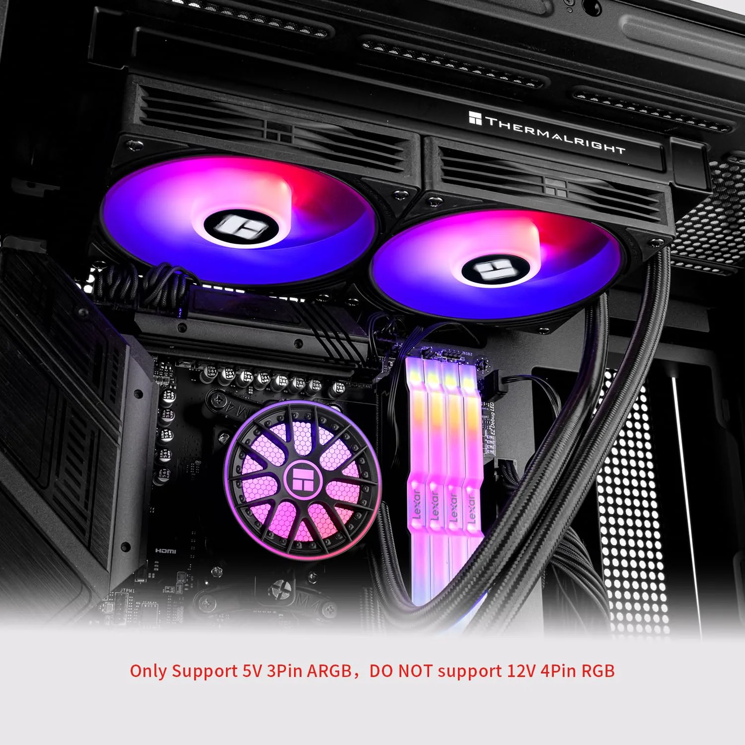 Thermalrlght Aqua Elite 240 V6 ARGB Black Liquid CPU Cooler-240mm AIO,PWM Pump,for AM4/AM5, Intel LGA1851/1700,Direct Motherboard Connection