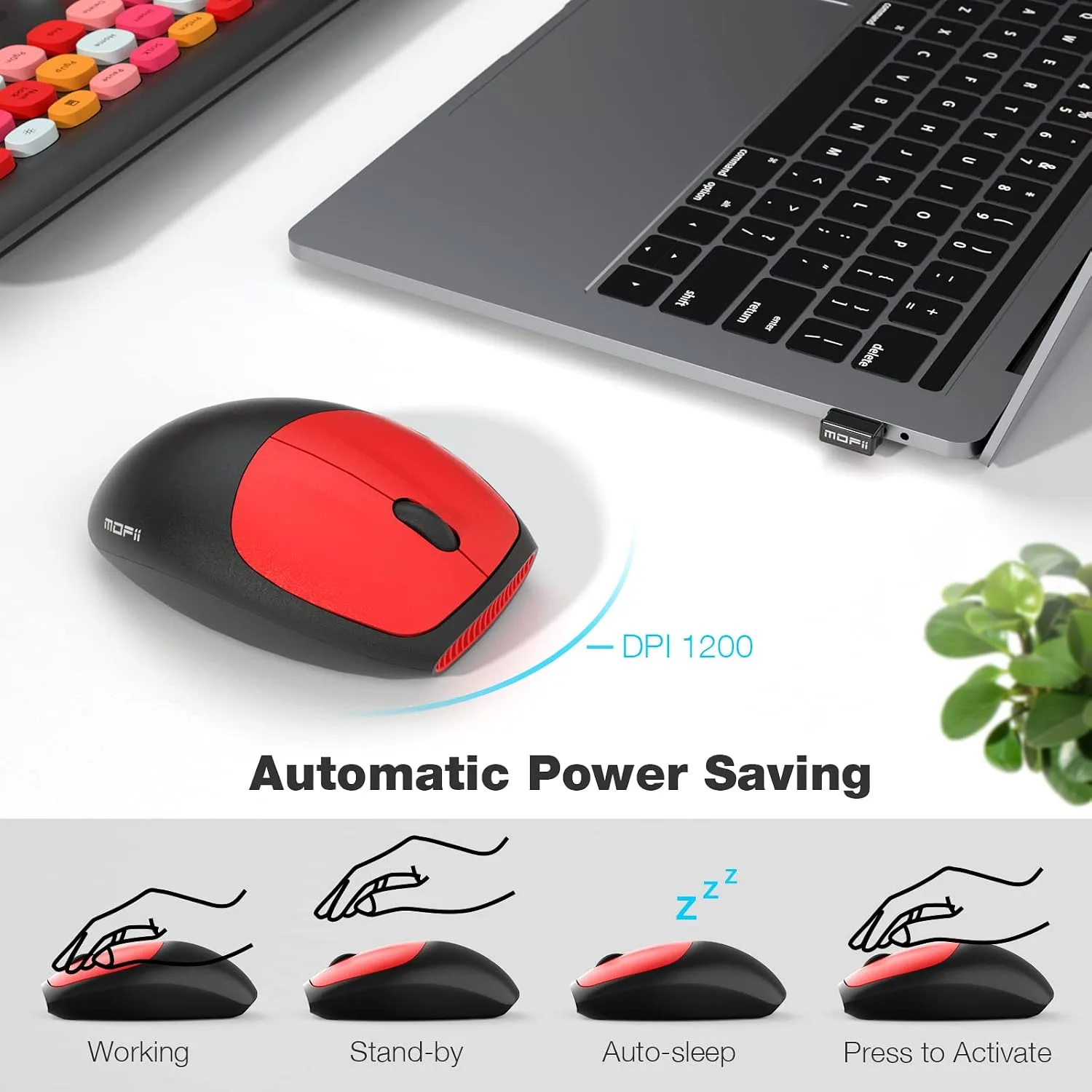 MOFII Wireless Keyboard and Mouse Combo Silent, Slim Compact 2.4G USB Full Size, Cute Keyboard 110 Keys for PC, Notebook, MacBook, Tablet, Laptop, Windows System