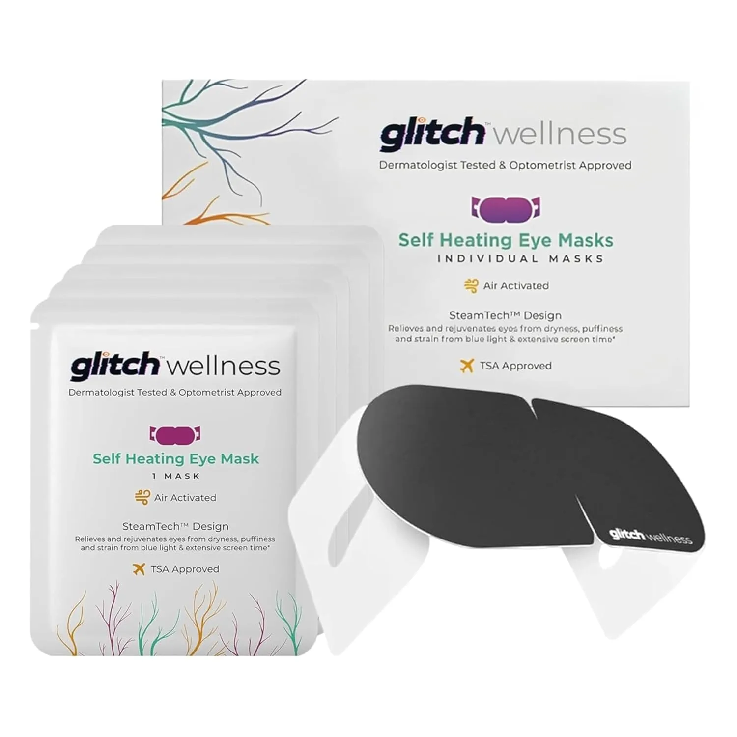 Glitch Self-Heating Steam Eye Mask - Dry Eyes & Stress Relief, Warm Moist