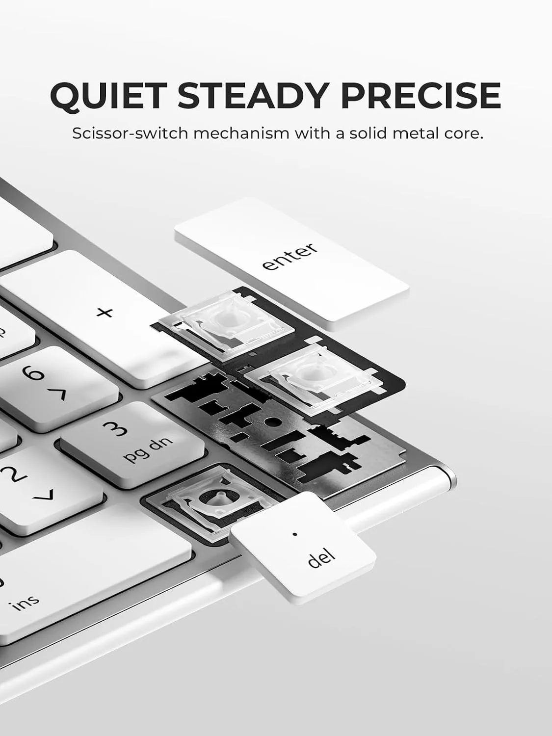 iClever BK10 Max Bluetooth Keyboard for Mac, Slim Full-Size Layout, Silver