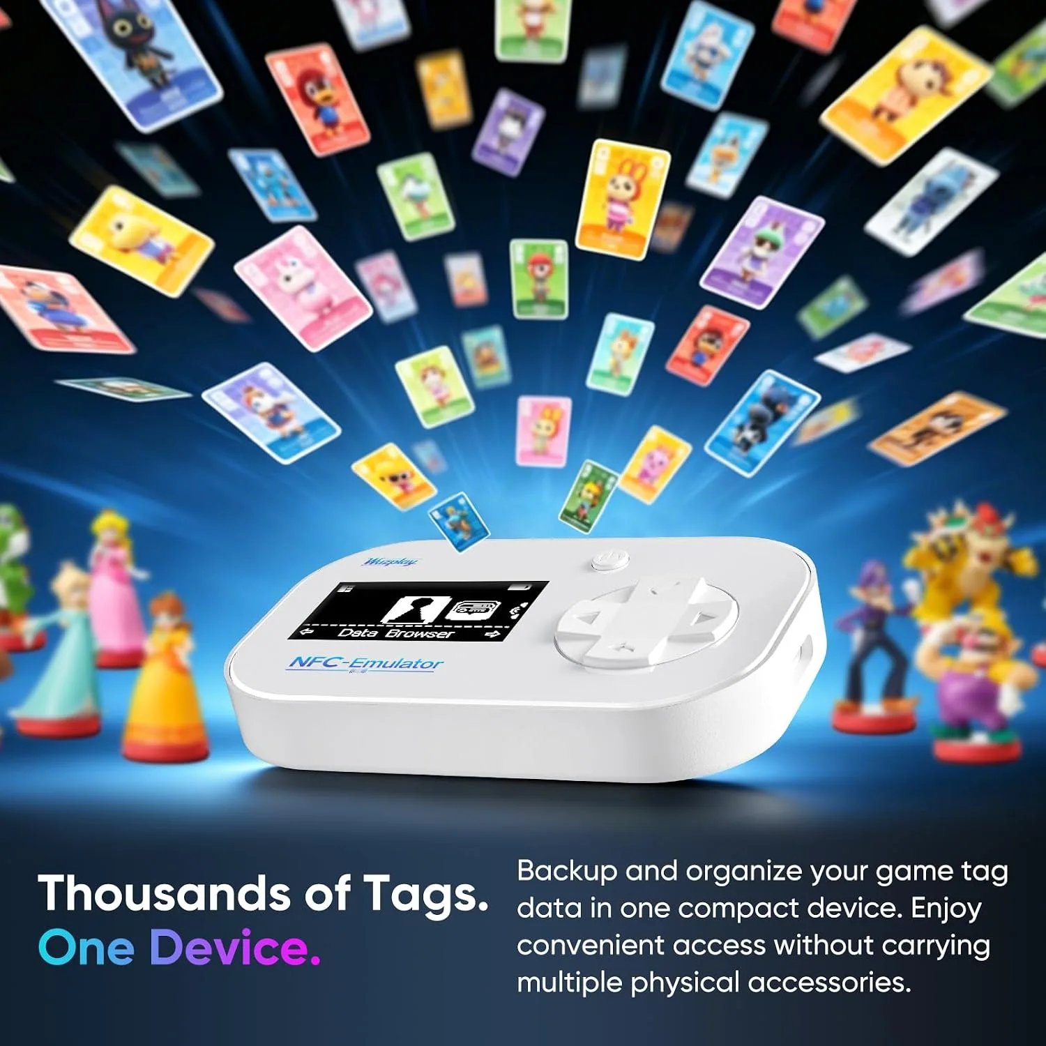 NFC Emulator for Switch 1 & 2, Game Tag Manager with OLED Screen.
