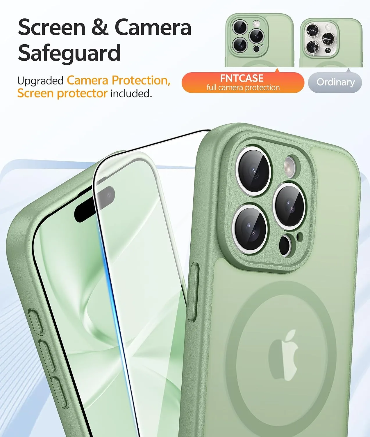 FNTCASE for iPhone 15 Pro Max Case, Fit for Magsafe, Light Moss