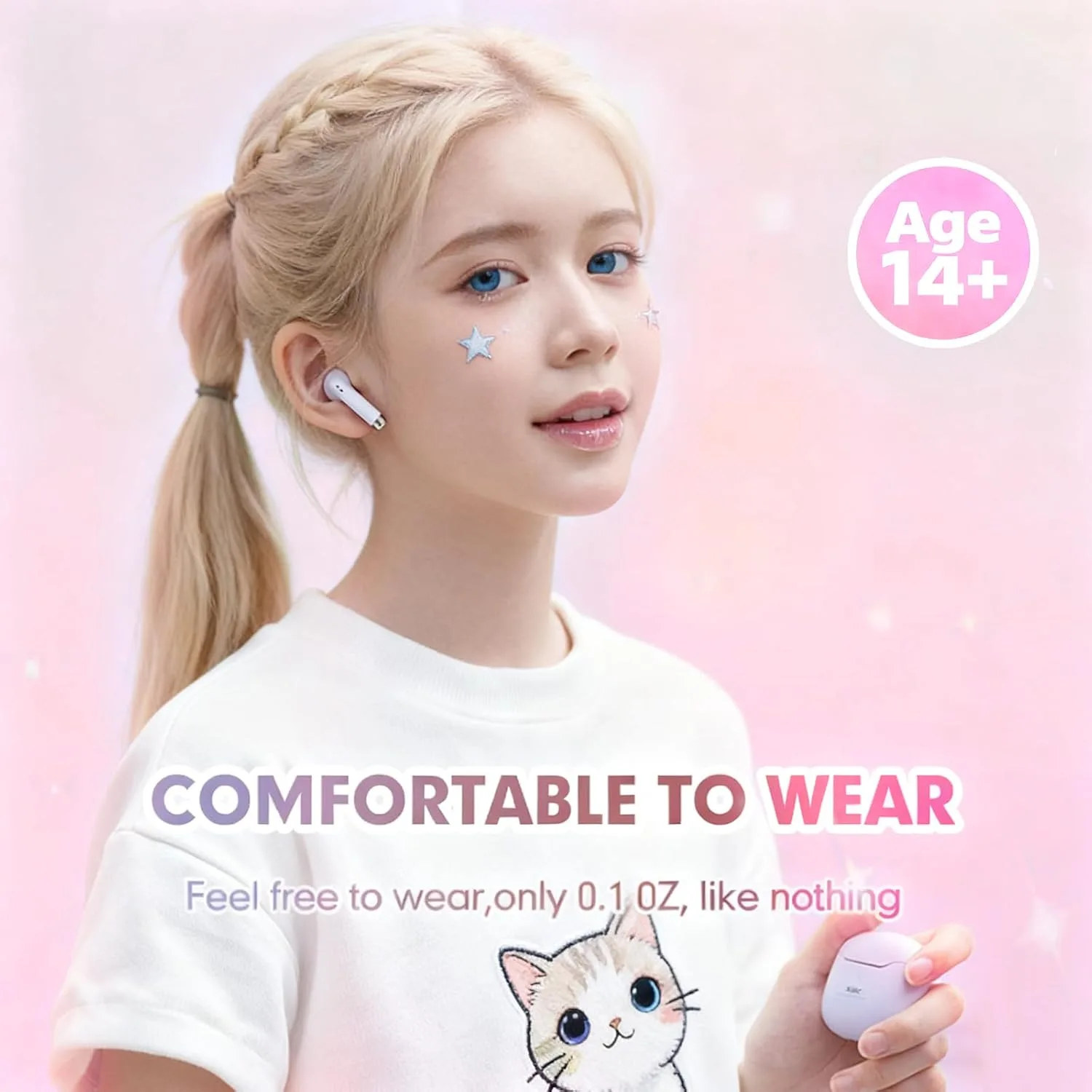Xmenha True Wireless Earbuds Bluetooth 5.3 with Microphone for Working Out Noise Canceling Blue Tooth Ear Buds Deep Bass TWS Wireless Earphones with Charging Case in Ear Headphone for iPhone Android
