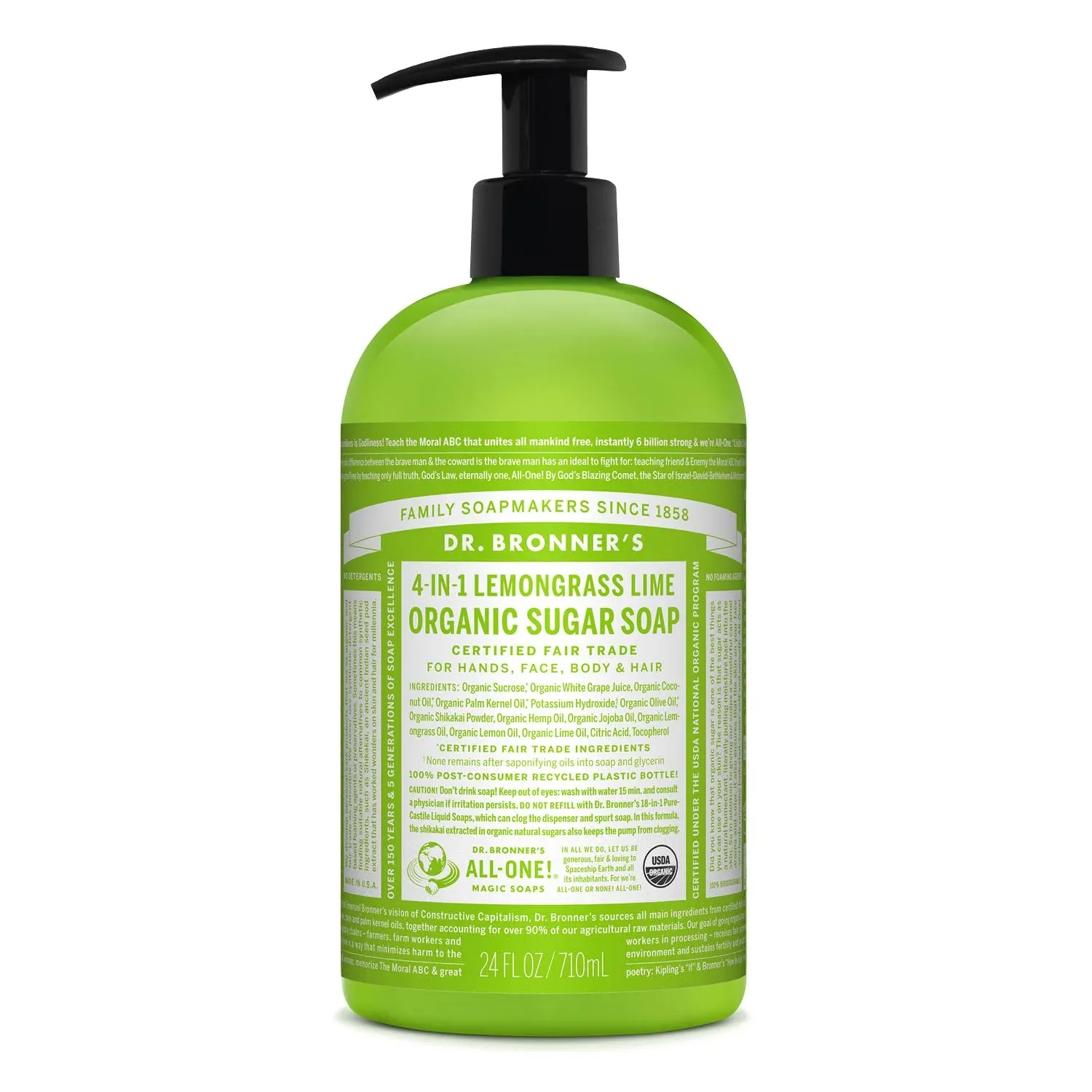 Jabón Líquido Orgánico Dr. Bronner's Sugar Soap Lemongrass 24 oz