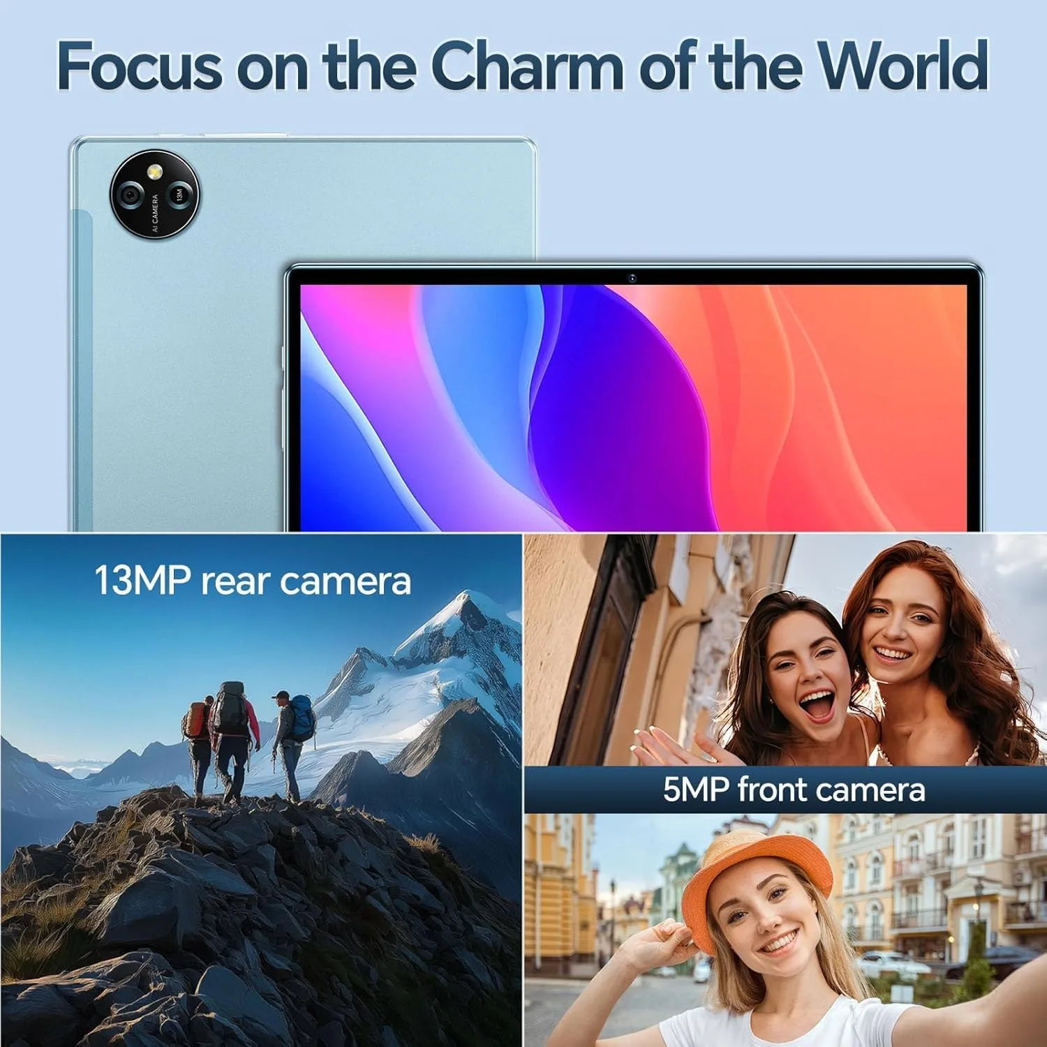 R6 Tablet Android 15, 10 Inch IPS Touchscreen, Octa-Core Processor, 16GB RAM + 256GB ROM, 13MP + 5MP Dual Camera, 8000mAh Battery, Dual-Band WiFi (2.4G/5G), Tablet for Work and Study