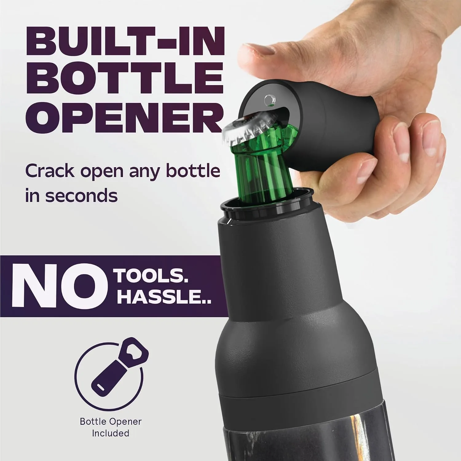 Asobu Frosty Beer Holder 2 Go Vacuum Insulated Double Walled Stainless Steel Beer Can and Bottle Cooler with Beer Opener, Bpa Free, Fits Standard 12oz Bottles, Gift for Beer Lovers (Midnight Marble)