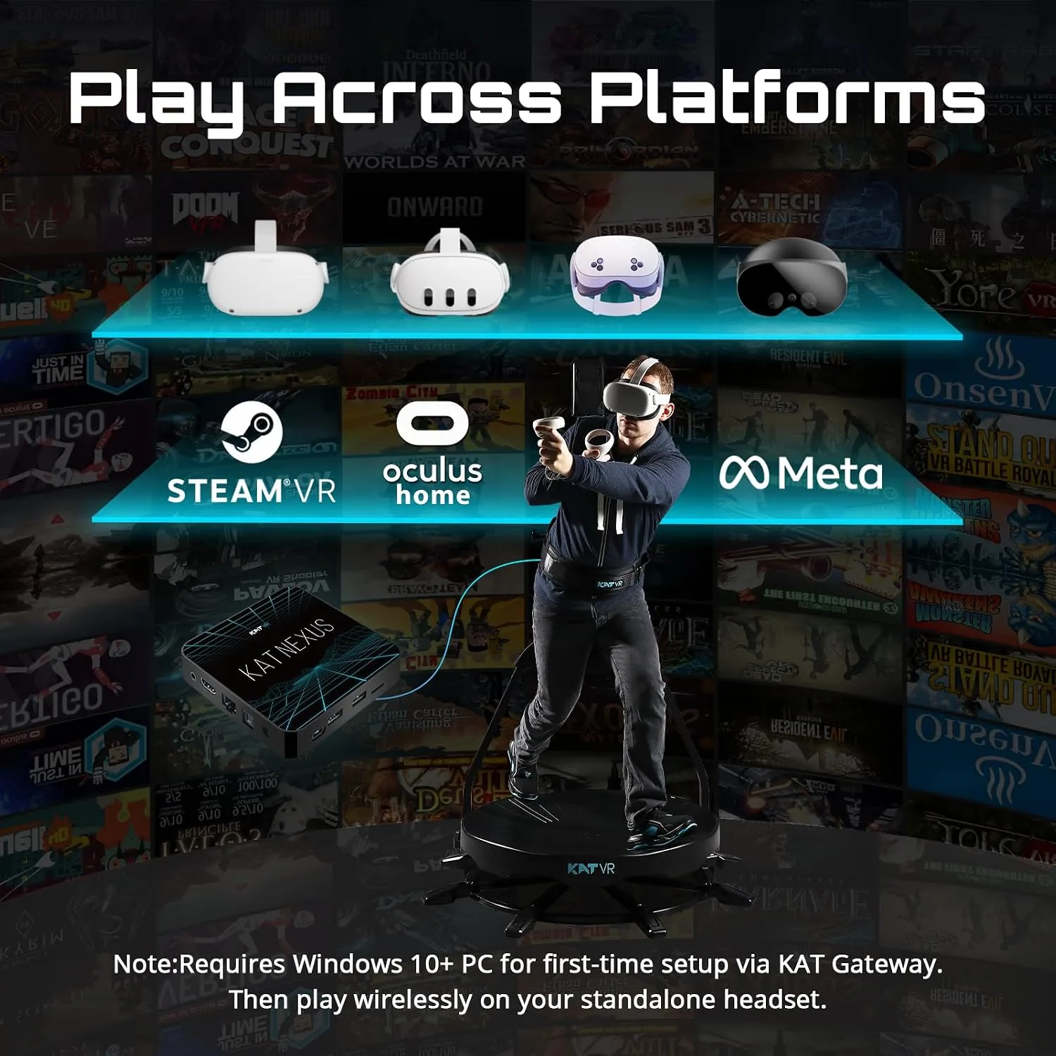 KAT Walk C2 VR Series | 360° Omnidirectional Walking Pad & Accessories for Immersive VR Gaming & Fitness | Compatible with SteamVR, Quest, Oculus | Core | US Size 9.5