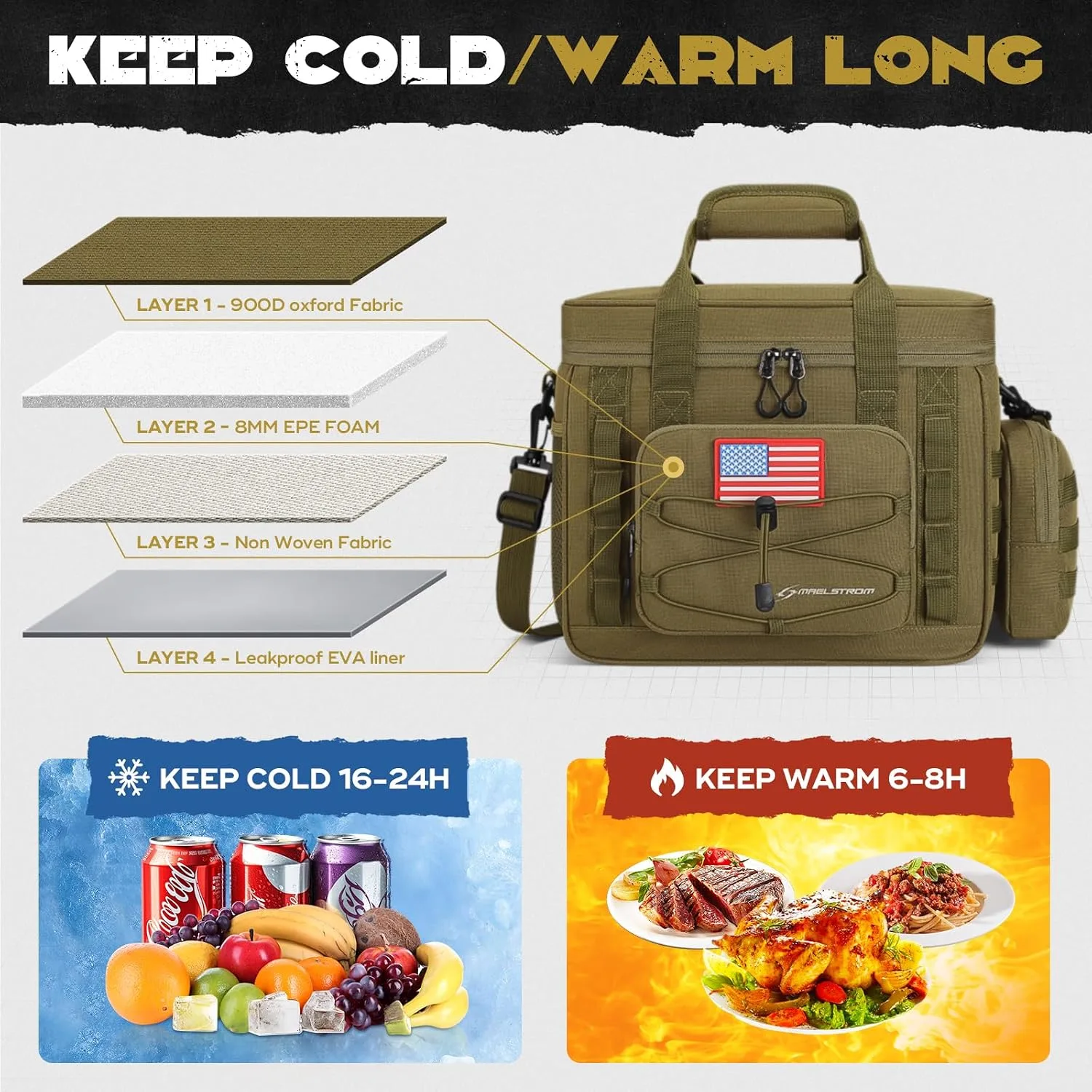 Maelstrom Tactical Lunch Box for Men, Cooler Bag with Detachable MOLLE Bag