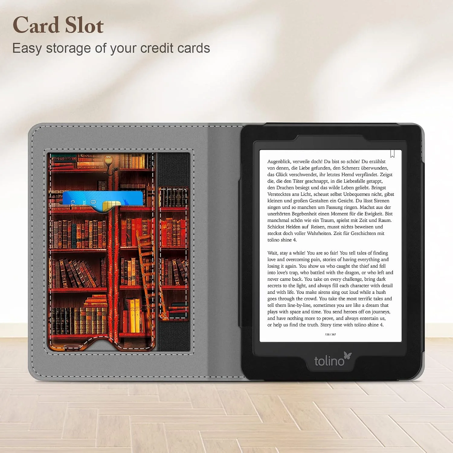 Fintie Stand Case for 6" Kobo Clara Colour/Kobo Clara BW/2E, Library