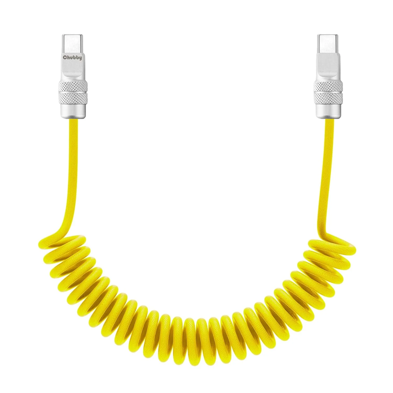 chubbycable USB C to C 240W Braided Coiled Charging Cable, Yellow, 6FT